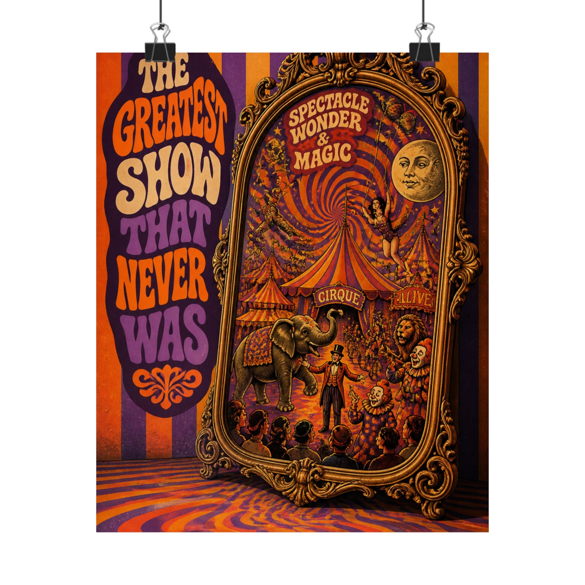 Vintage Mirror Circus Wall Art Poster 18×24 Psychedelic Cafe Decor Maximalist Print
