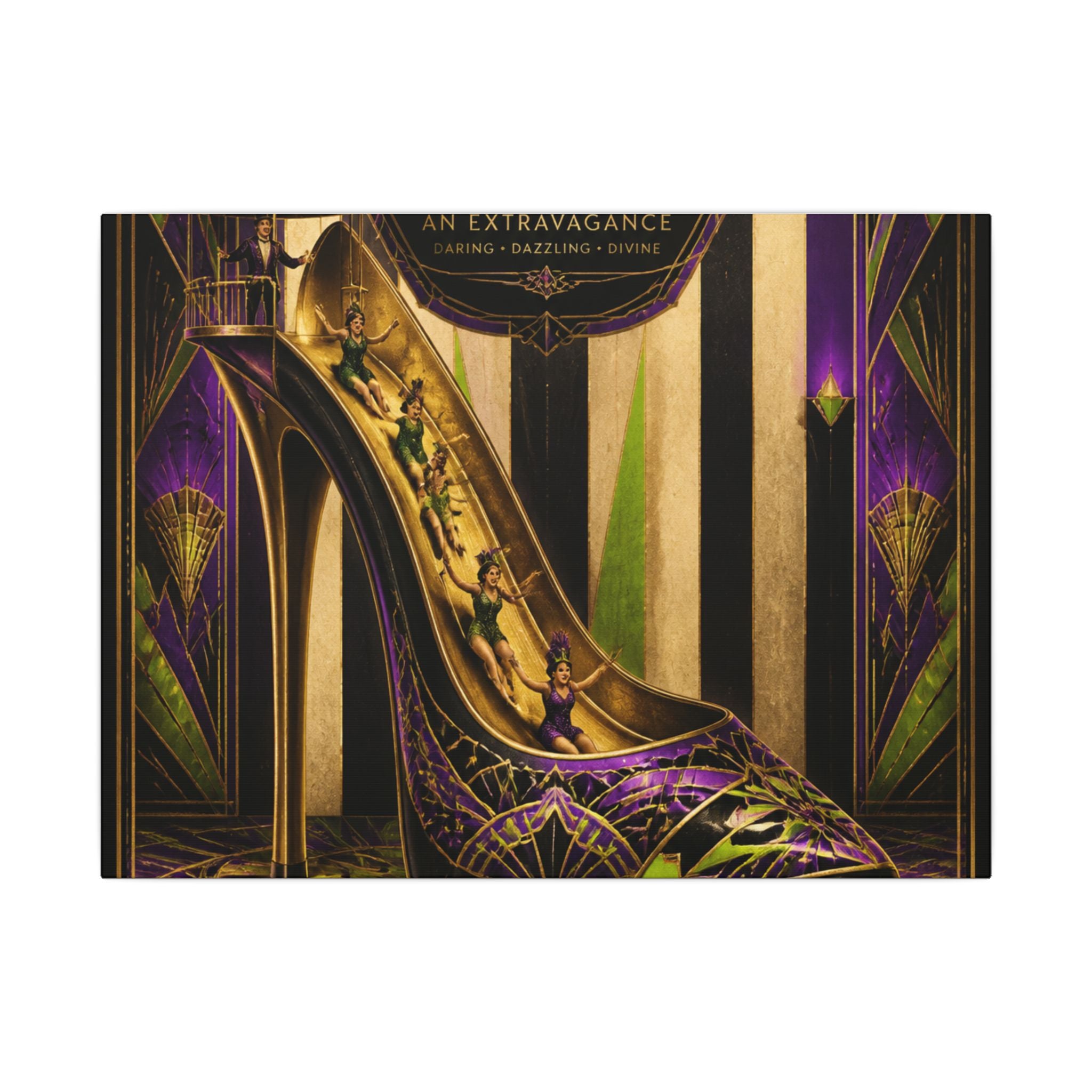 High Heel Slide Wall Art Canvas 24×36 Art Deco Bar Area Decor Maximalist Print