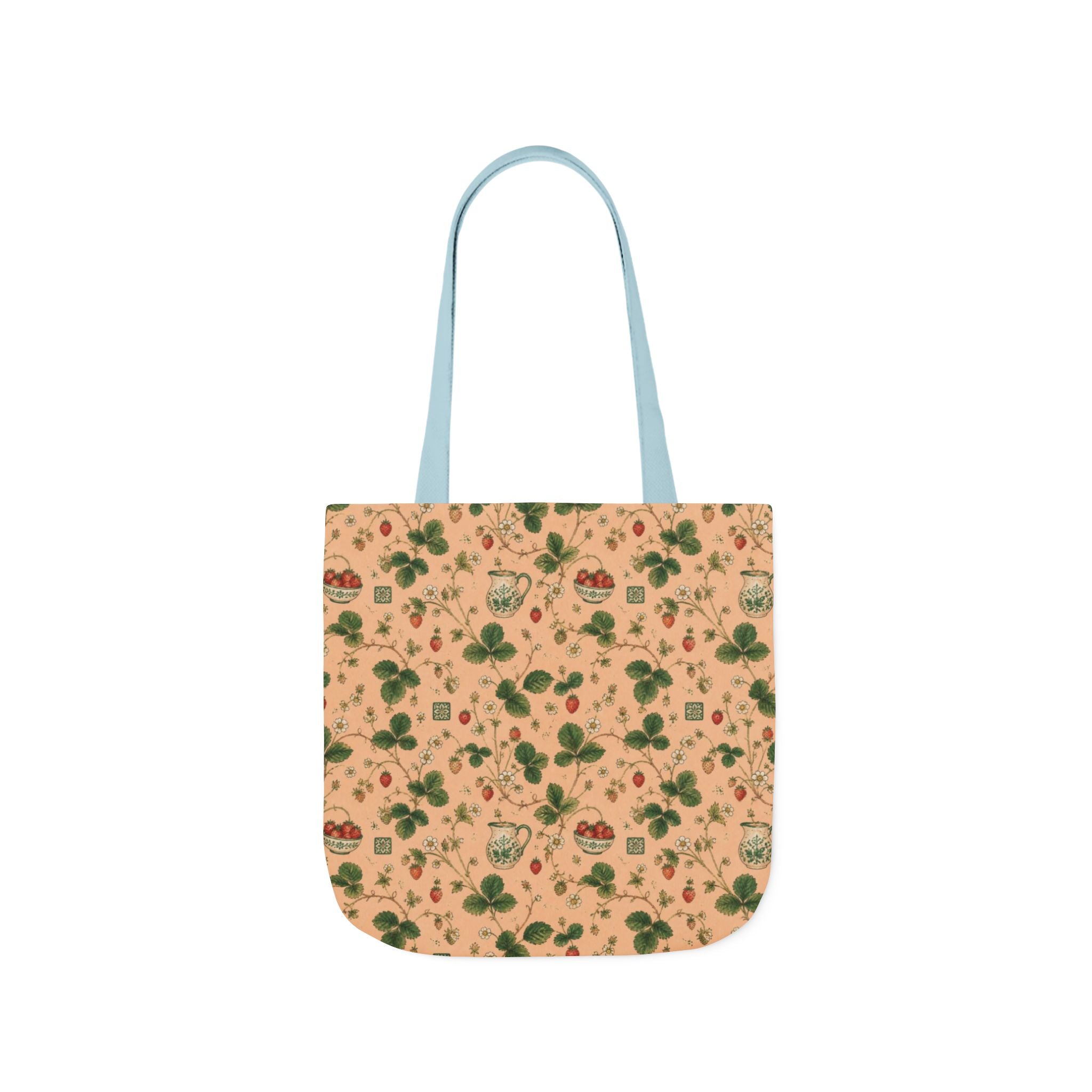 Wild Strawberries Canvas Tote Bag Mediterranean Kitchen Watercolor Design Italian Cottagecore Gift