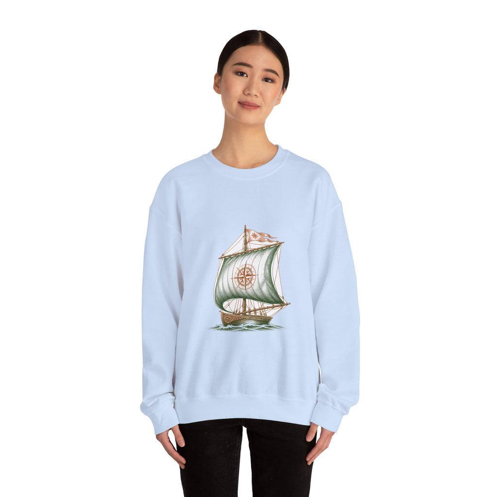 Matching Couple Sweatshirt - Anchor & Sail Matching Couple Crewneck Sweatshirt Vintage Art His Hers Wedding Gift - Design B