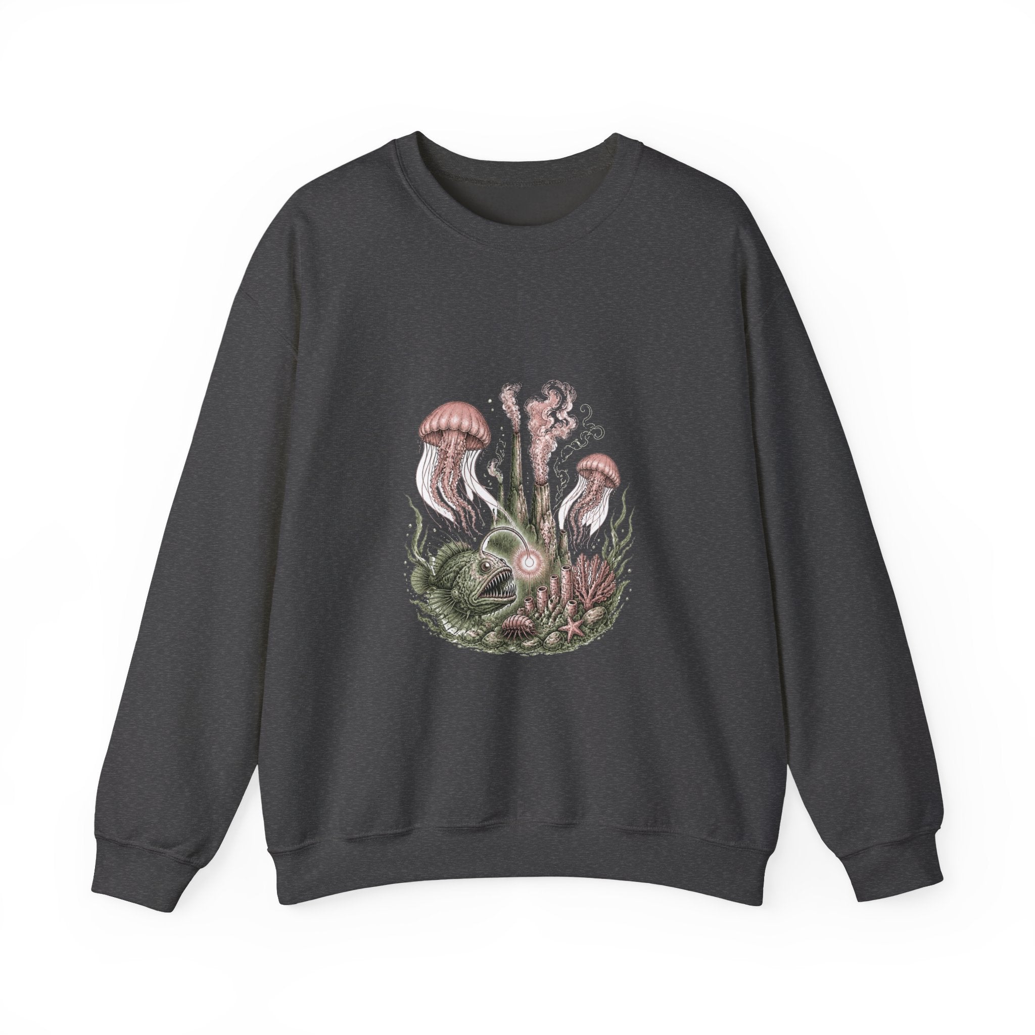 Matching Couple Sweatshirt - Coral Reef & Deep Sea Matching Couple Crewneck Sweatshirt Hand-Drawn Art His Hers Best Friend Gift - Design B
