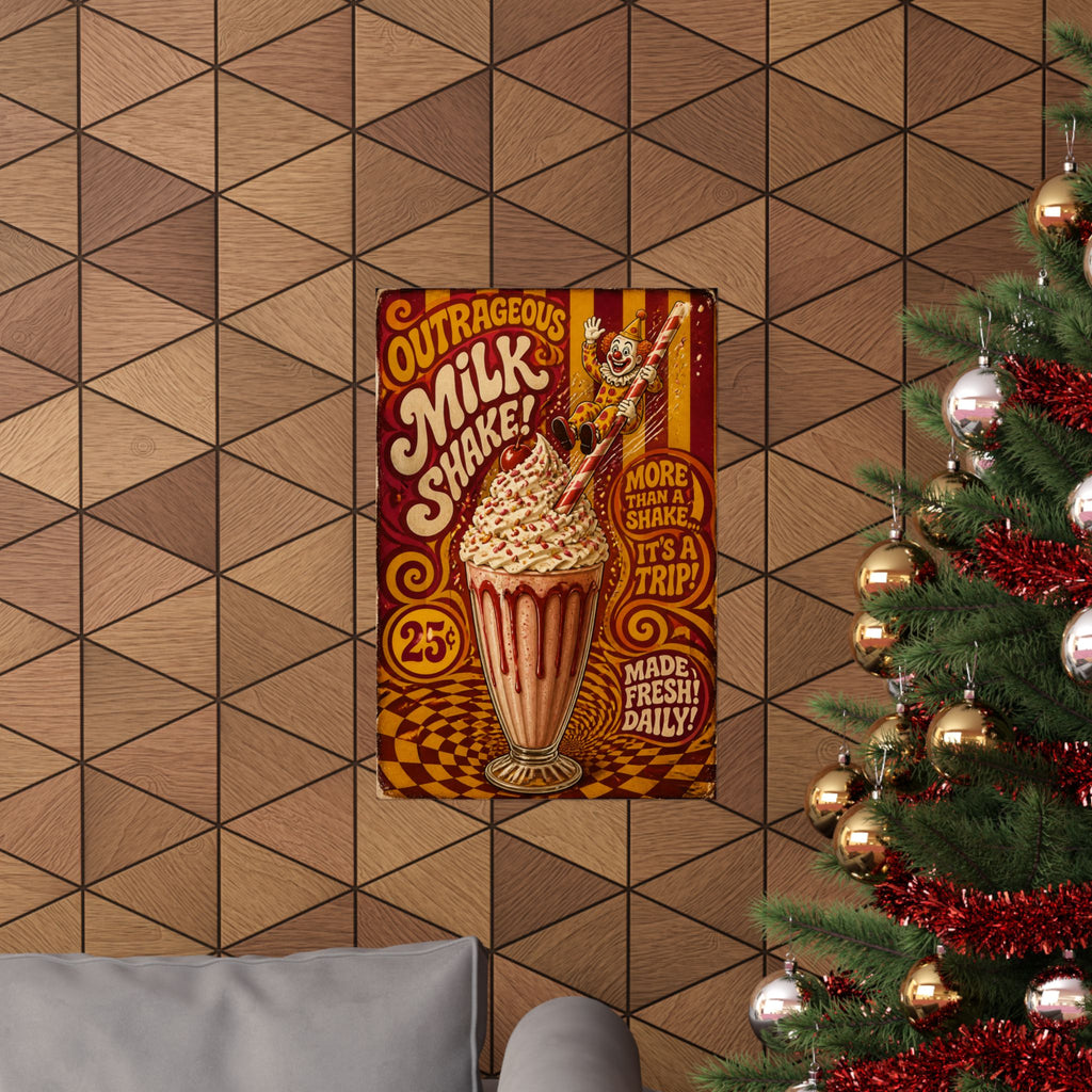 Milkshake Slide Clown Wall Art Poster 24×36 Psychedelic Dining Room Decor Maximalist Print