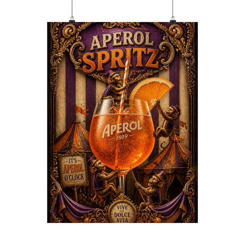 Aperol Spritz Monkeys Wall Art Poster 24×36 Baroque Studio Decor Maximalist Print