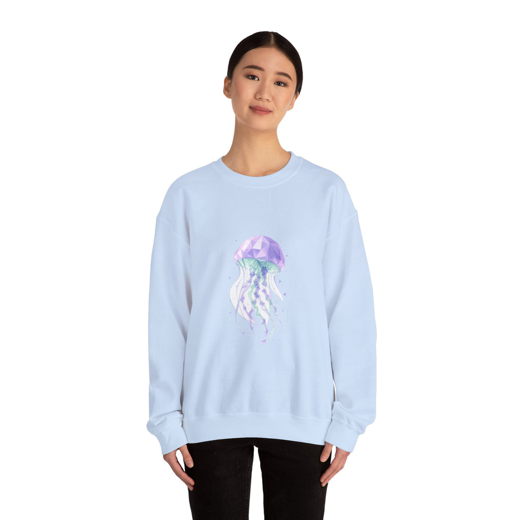 Matching Couple Sweatshirt - Octopus & Jellyfish Matching Couple Crewneck Sweatshirt Geometric Art His Hers Couple Gift - Design B