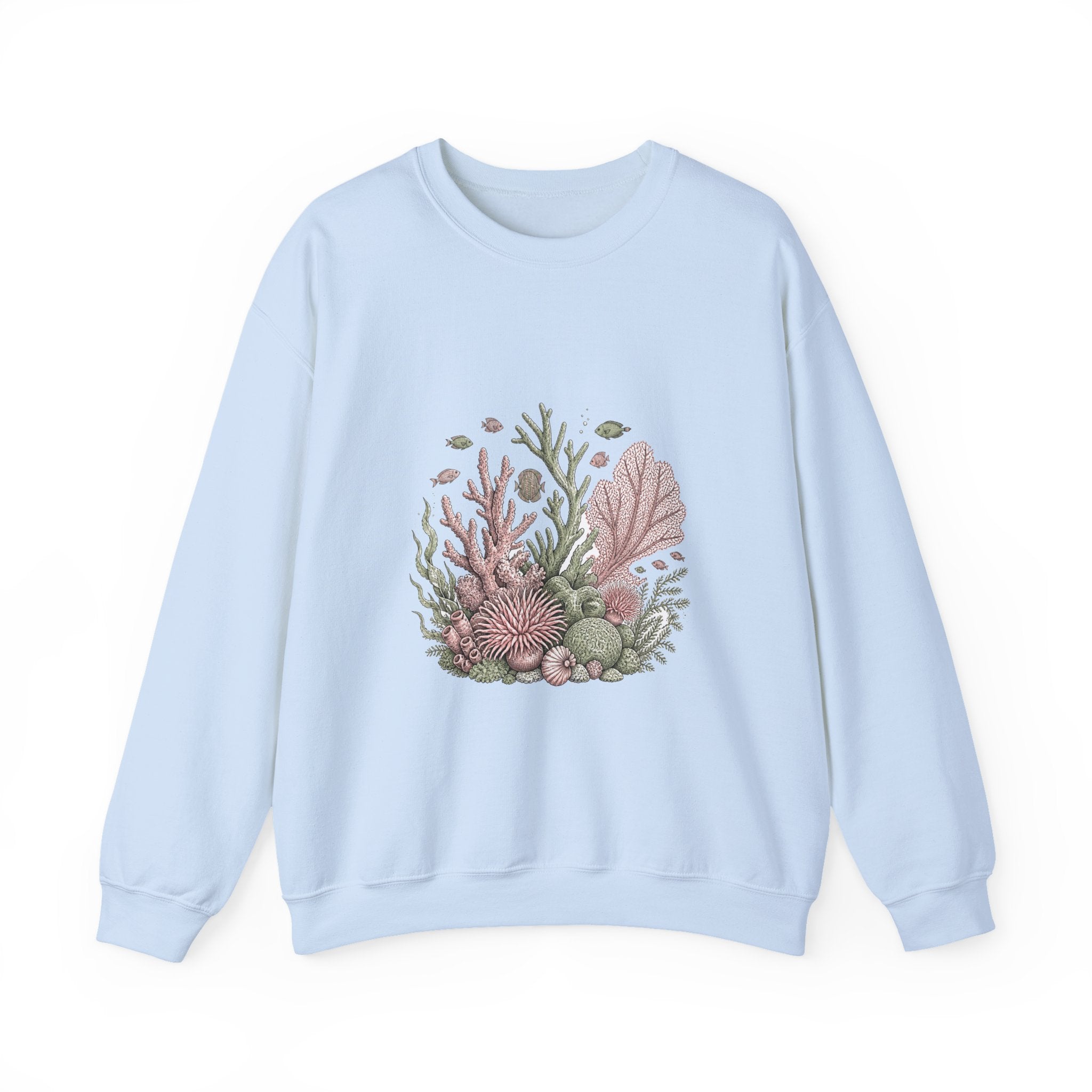 Matching Couple Sweatshirt - Coral Reef & Deep Sea Matching Couple Crewneck Sweatshirt Hand-Drawn Art His Hers Best Friend Gift - Design A
