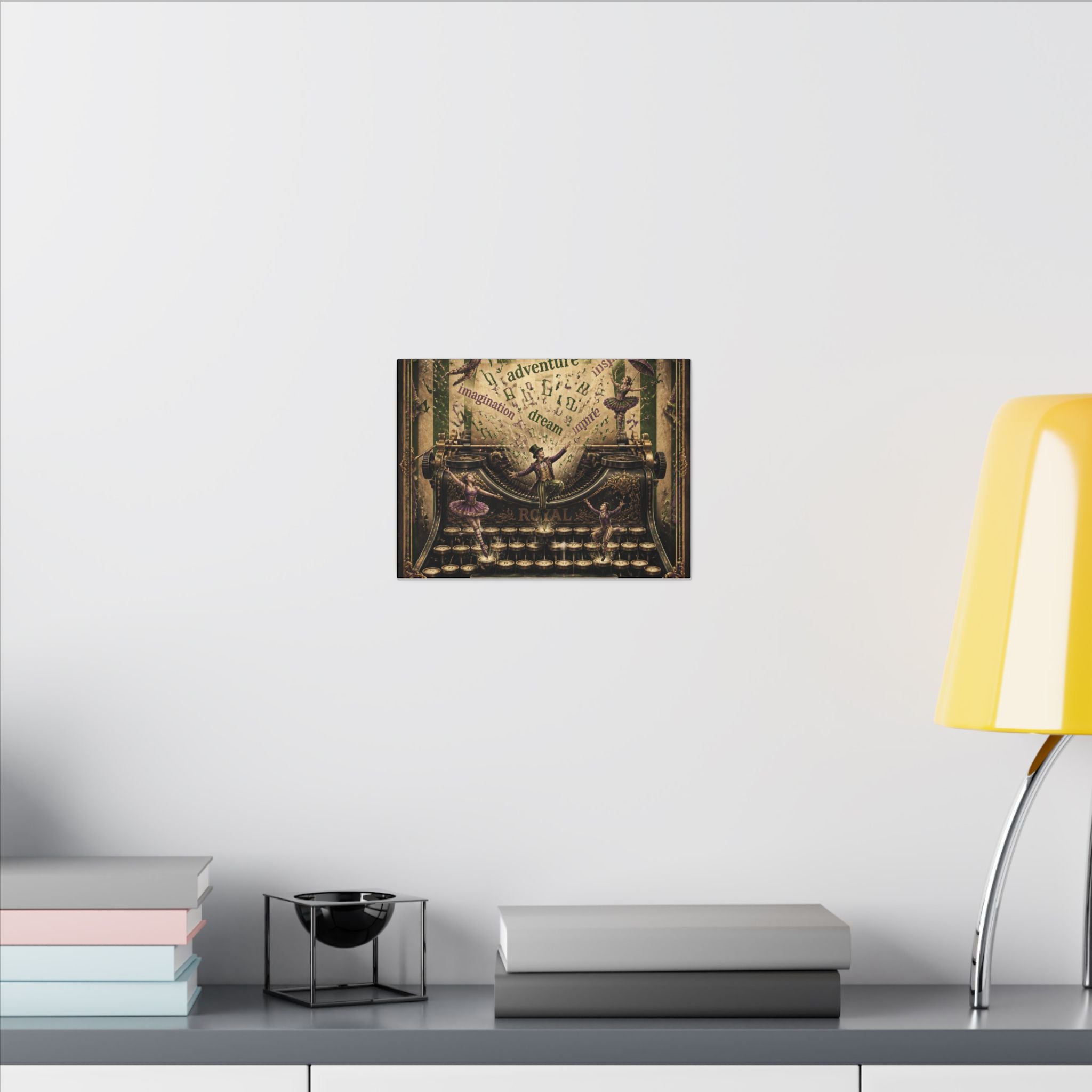Typewriter Flying Letters Wall Art Canvas 16×20 Baroque Home Office Decor Maximalist Print