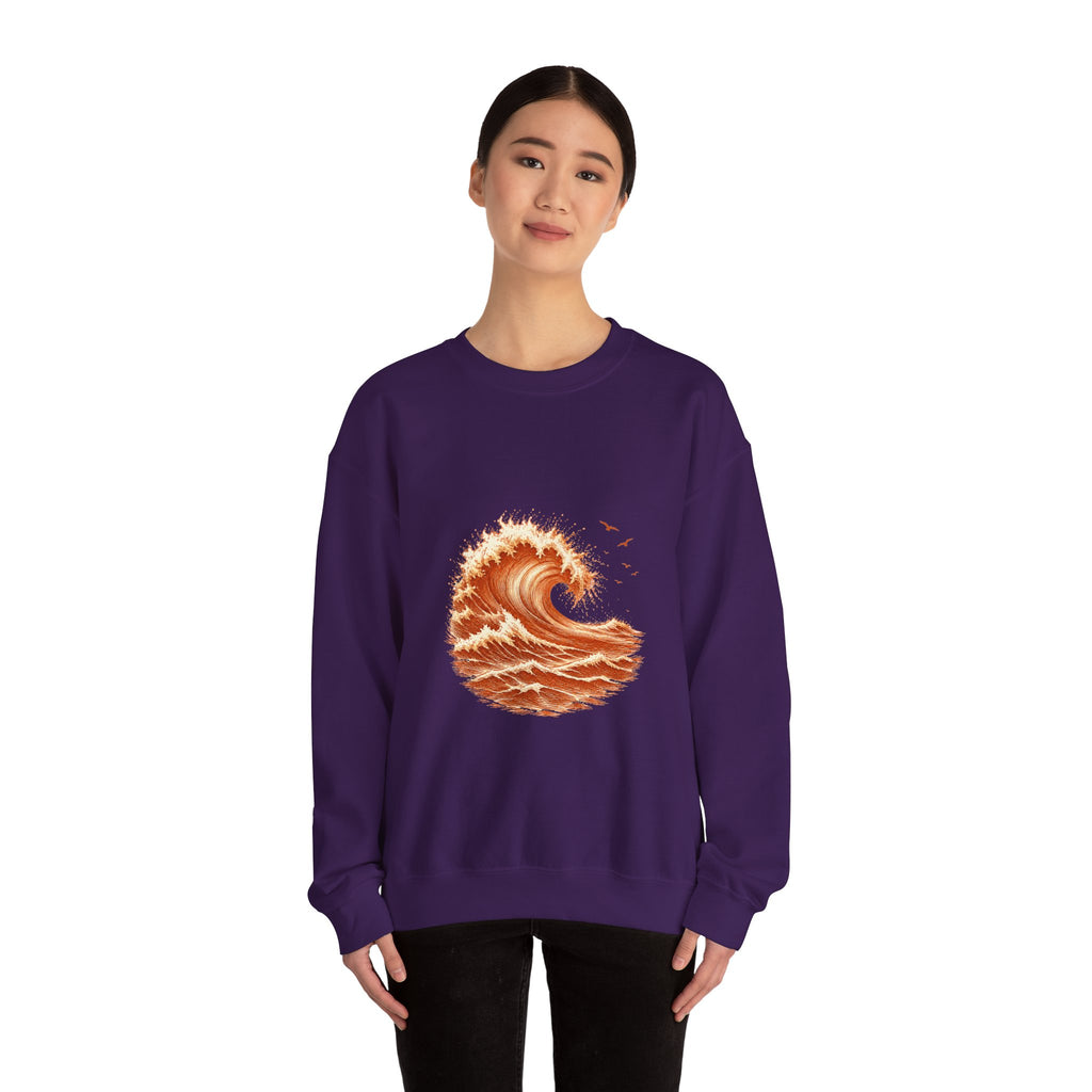 Matching Couple Sweatshirt - Mountain & Ocean Matching Couple Premium Fleece Sweatshirt Hand-Drawn Art His Hers Anniversary Gift - Design B
