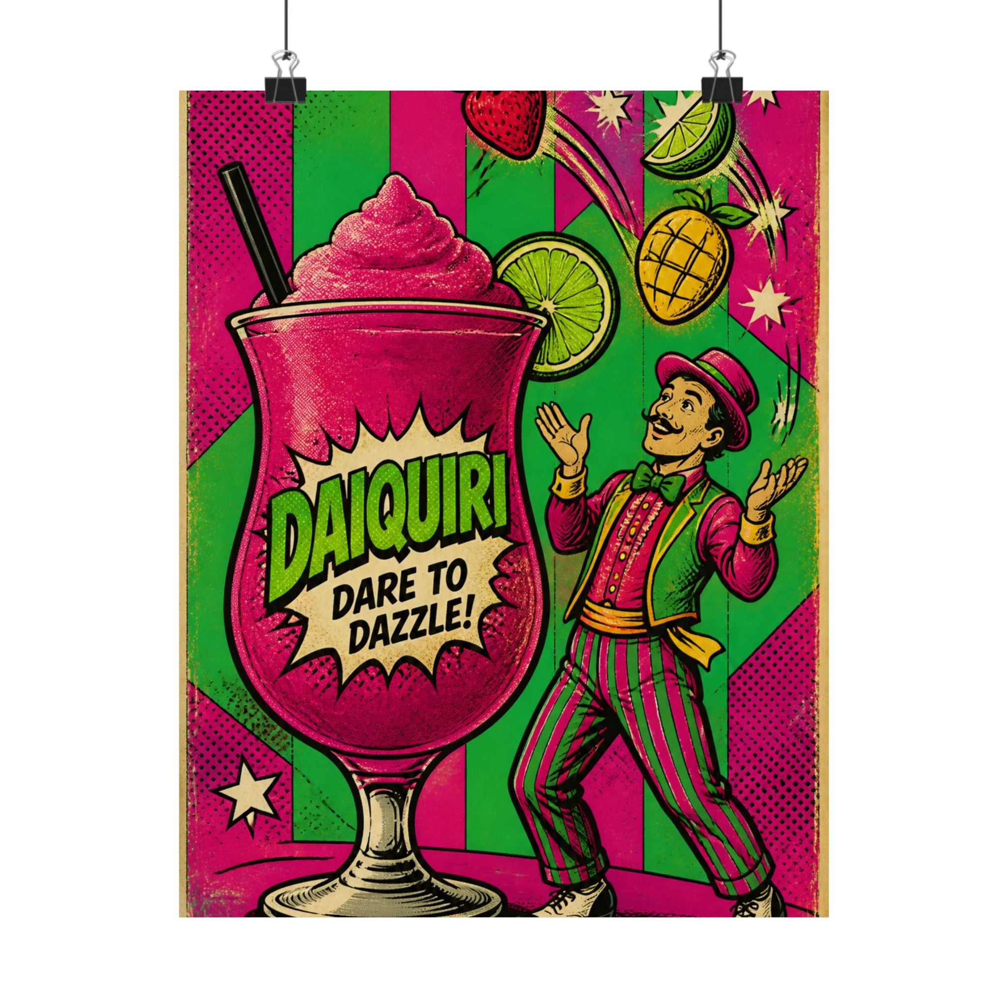 Daiquiri Fruit Juggler Wall Art Poster 24×36 Pop Art Restaurant Decor Maximalist Print