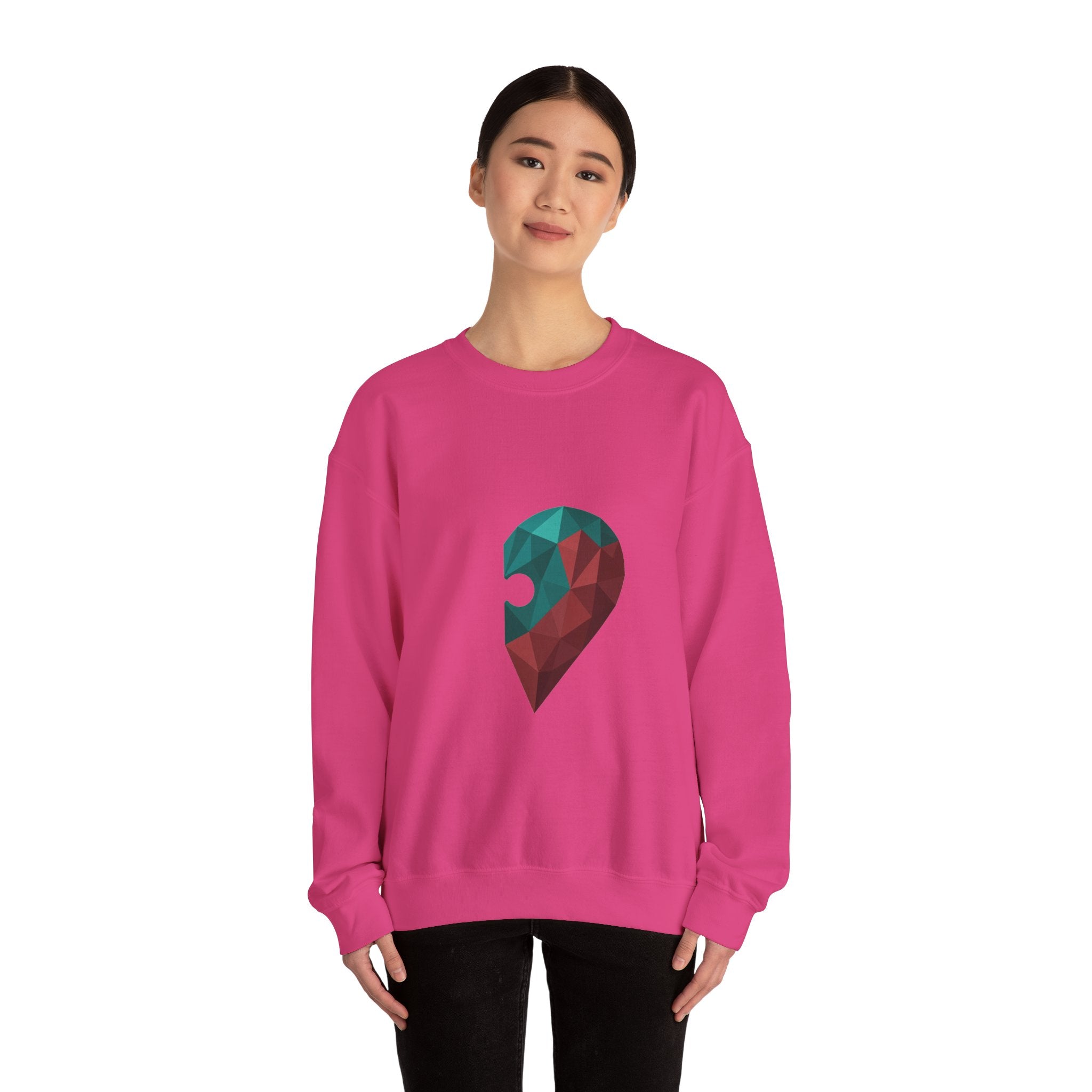 Matching Couple Sweatshirt - Puzzle Pieces Matching Couple Premium Fleece Sweatshirt Geometric Art His Hers Love Gift - Design B