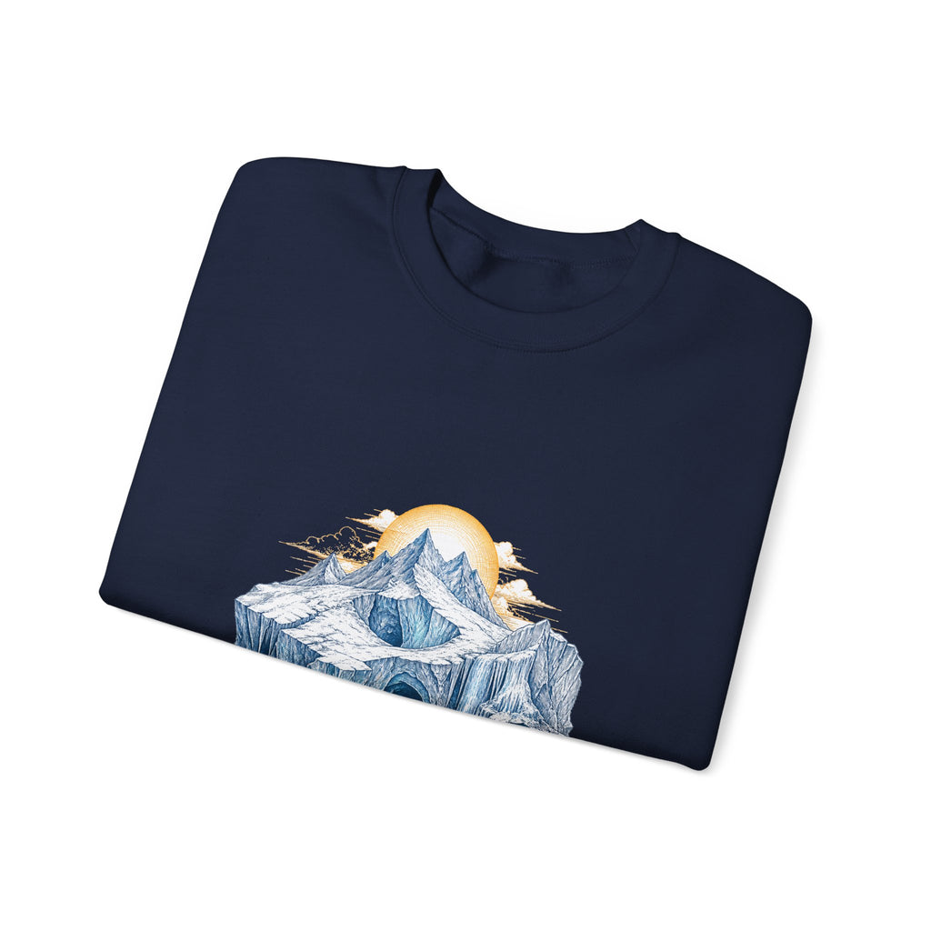 Matching Couple Sweatshirt - Volcano & Glacier Matching Couple Crewneck Sweatshirt Hand-Drawn Art His Hers Best Friend Gift - Design B