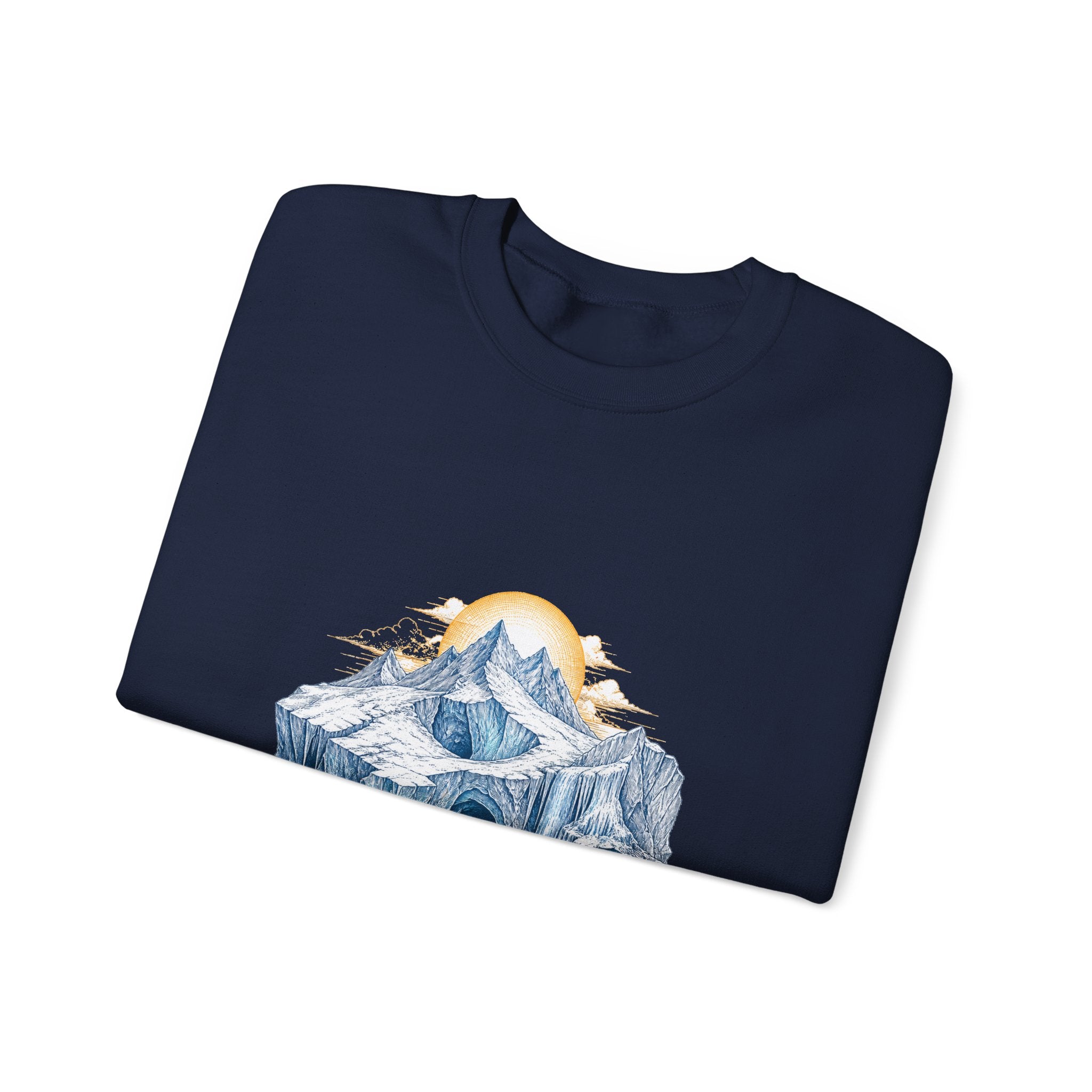 Matching Couple Sweatshirt - Volcano & Glacier Matching Couple Crewneck Sweatshirt Hand-Drawn Art His Hers Best Friend Gift - Design B