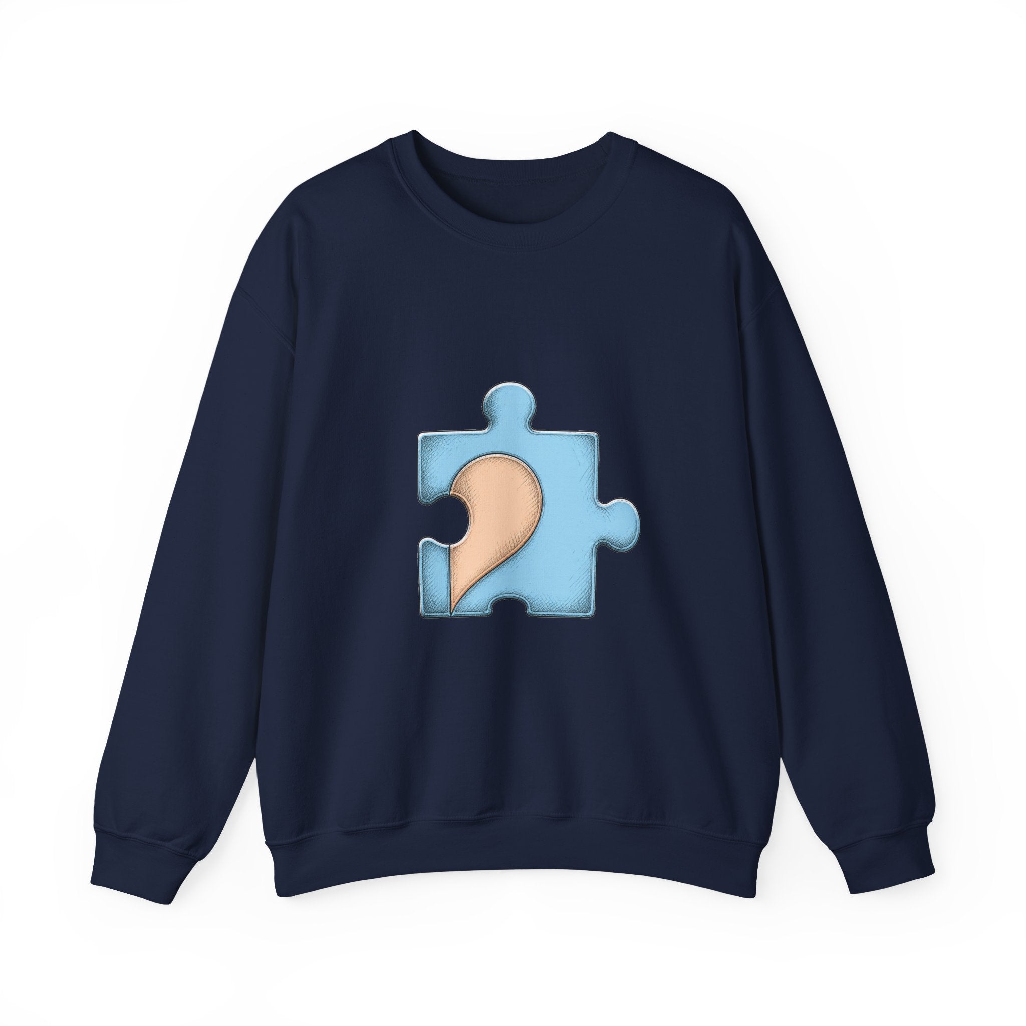 Matching Couple Sweatshirt - Puzzle Pieces Matching Couple Crewneck Sweatshirt Hand-Drawn Art His Hers Best Friend Gift - Design B