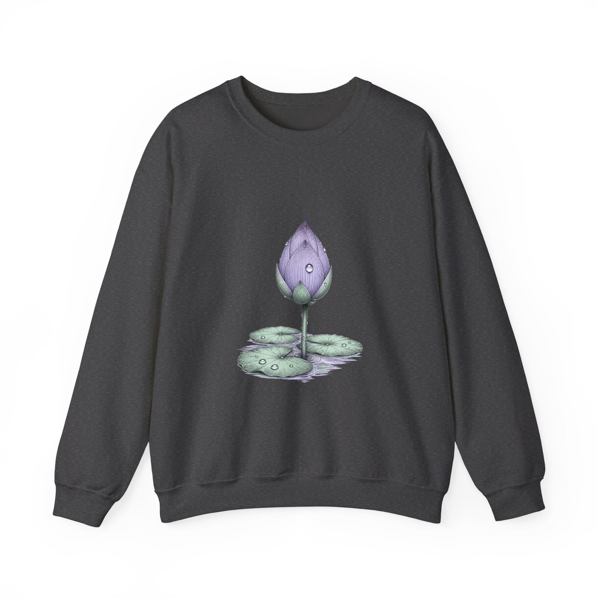 Matching Couple Sweatshirt - Open & Closed Lotus Matching Couple Crewneck Sweatshirt Hand-Drawn Art His Hers Best Friend Gift - Design B