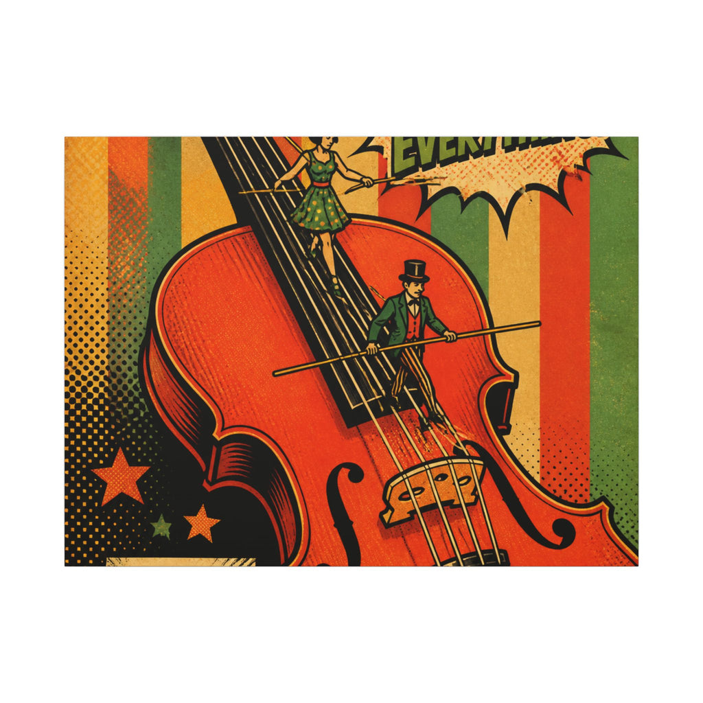 Violin Tightrope Bridge Wall Art Canvas 24×36 Pop Art Restaurant Decor Maximalist Print