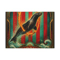 Seal Fire Hoop Wall Art Canvas 24×36 Art Deco Bar Area Decor Maximalist Print