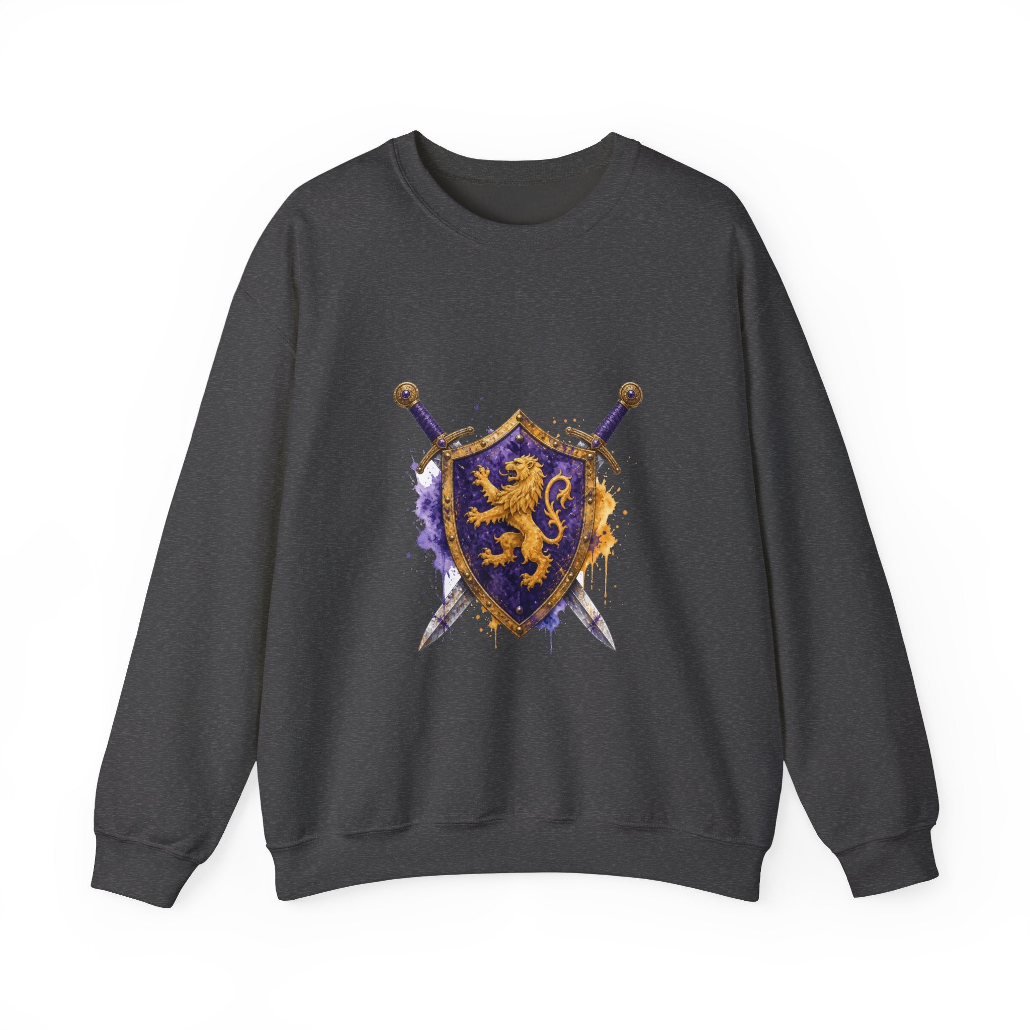 Matching Couple Sweatshirt - Crown & Shield Matching Couple Premium Fleece Sweatshirt Watercolor Art His Hers Birthday Gift - Design B