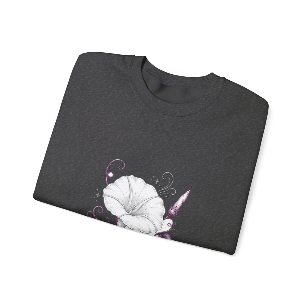 Matching Couple Sweatshirt - Sunflower & Moonflower Matching Couple Premium Fleece Sweatshirt Hand-Drawn Art His Hers Anniversary Gift - Design B