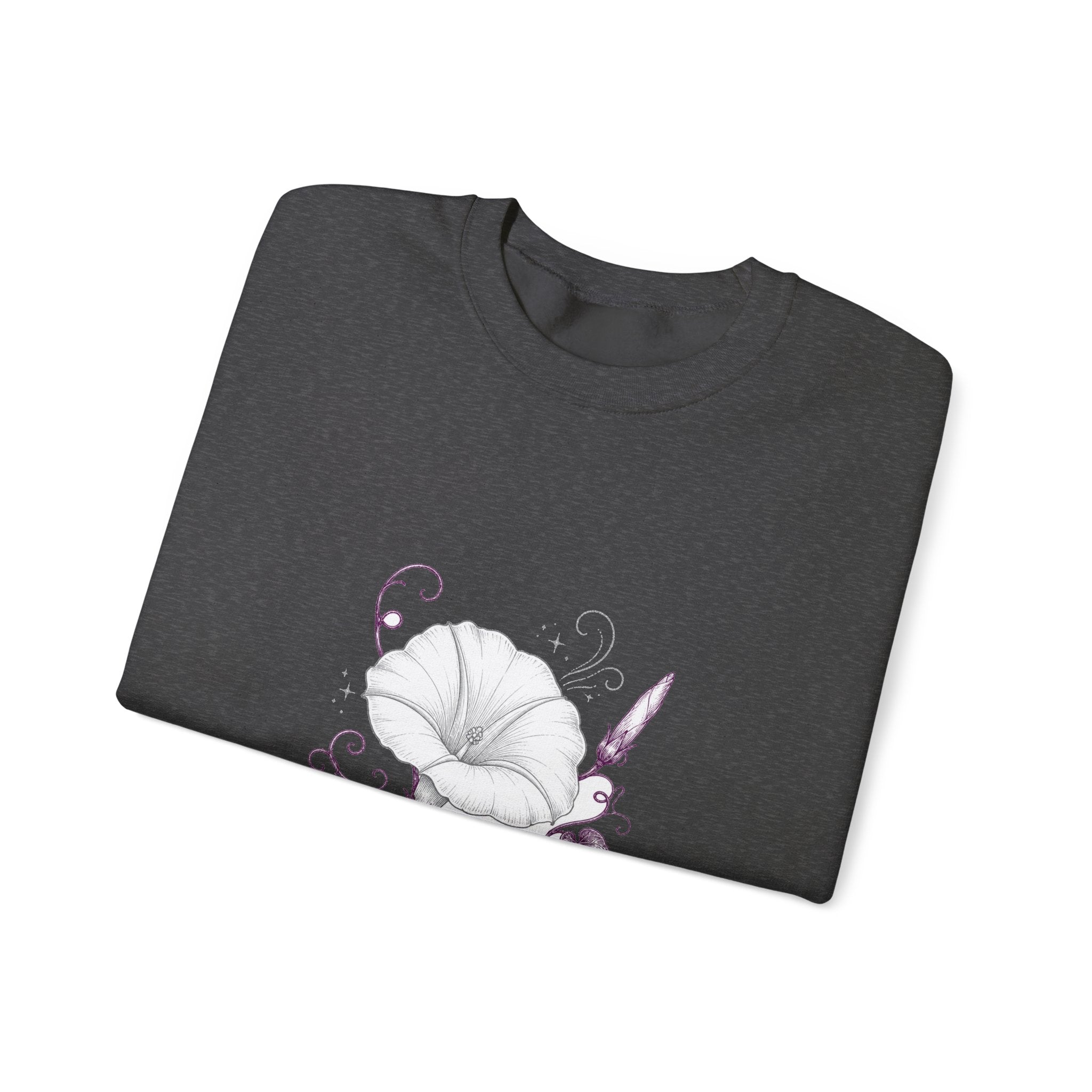 Matching Couple Sweatshirt - Sunflower & Moonflower Matching Couple Premium Fleece Sweatshirt Hand-Drawn Art His Hers Anniversary Gift - Design B