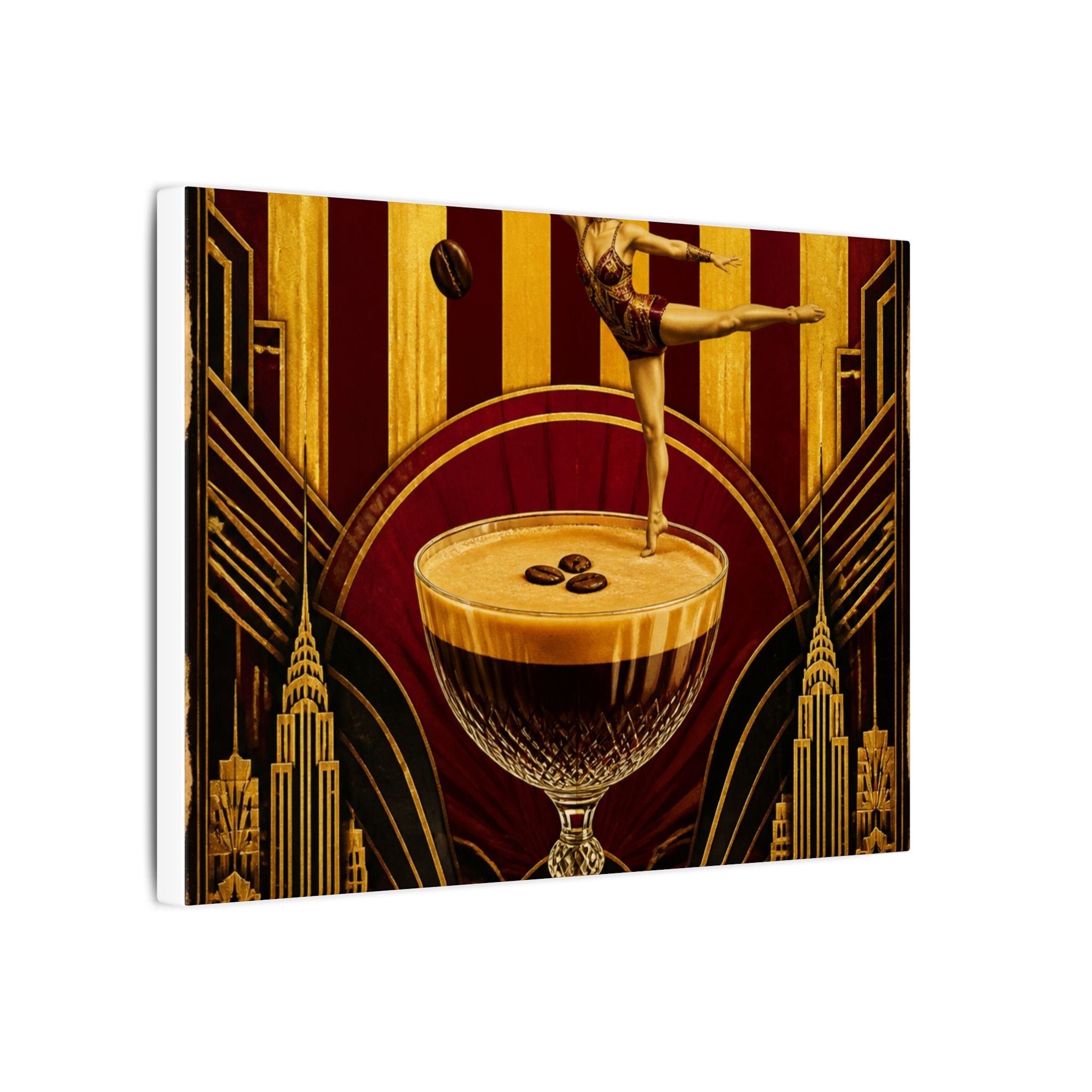 Espresso Martini Acrobat Wall Art Canvas 16×20 Art Deco Entryway Decor Maximalist Print