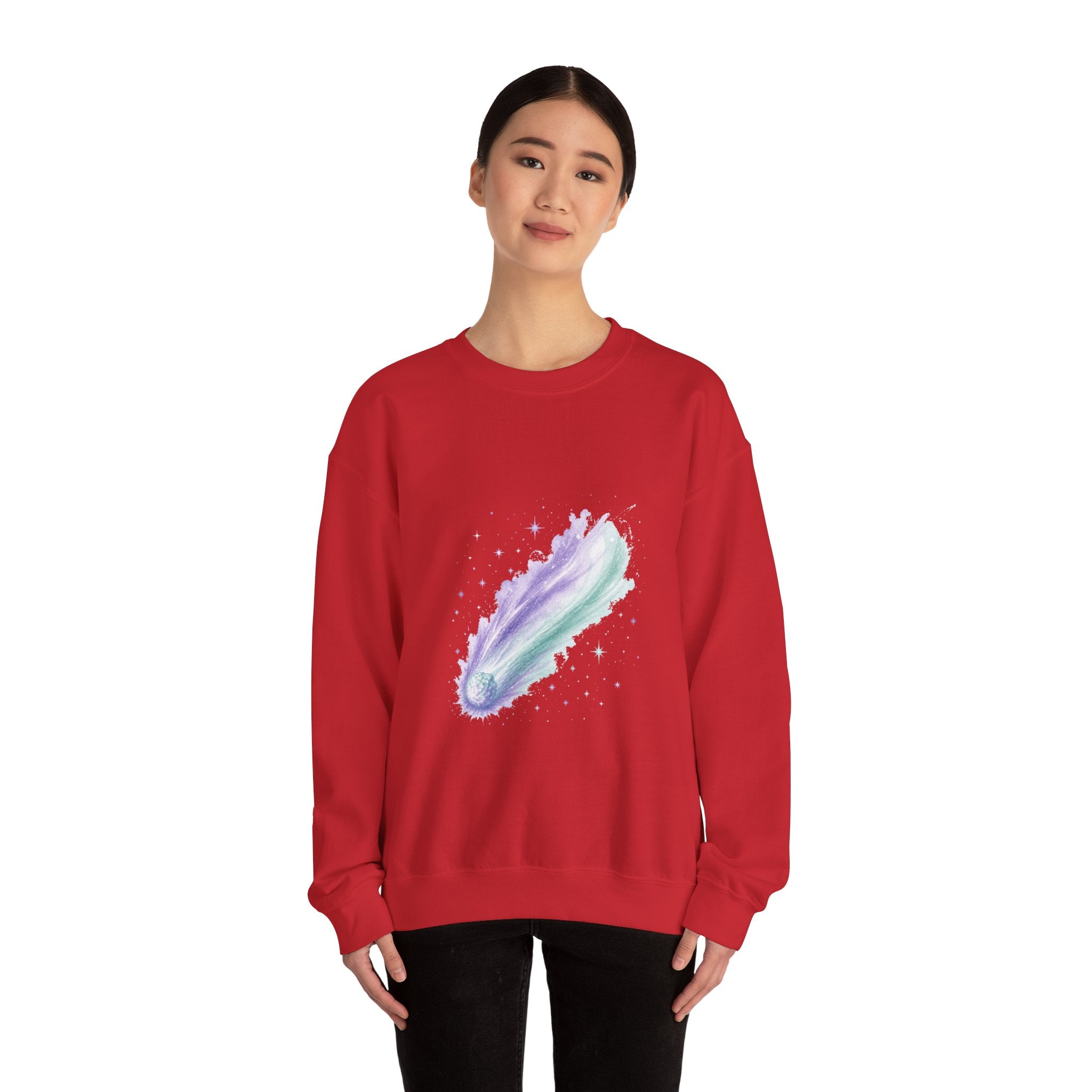 Matching Couple Sweatshirt - Comet & Asteroid Matching Couple Premium Fleece Sweatshirt Watercolor Art His Hers Birthday Gift - Design A