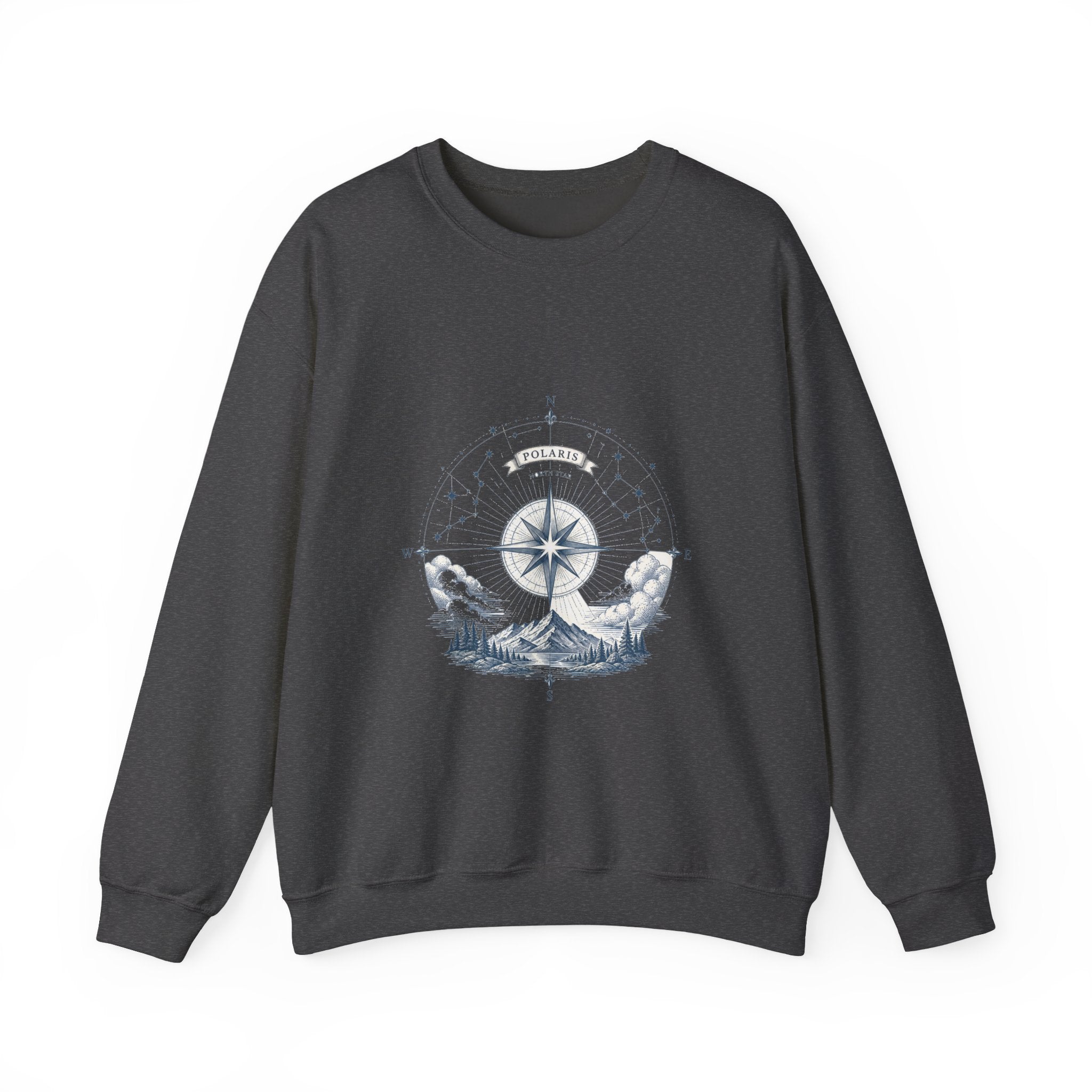Matching Couple Sweatshirt - Shooting Star & North Star Matching Couple Crewneck Sweatshirt Vintage Art His Hers Wedding Gift - Design B