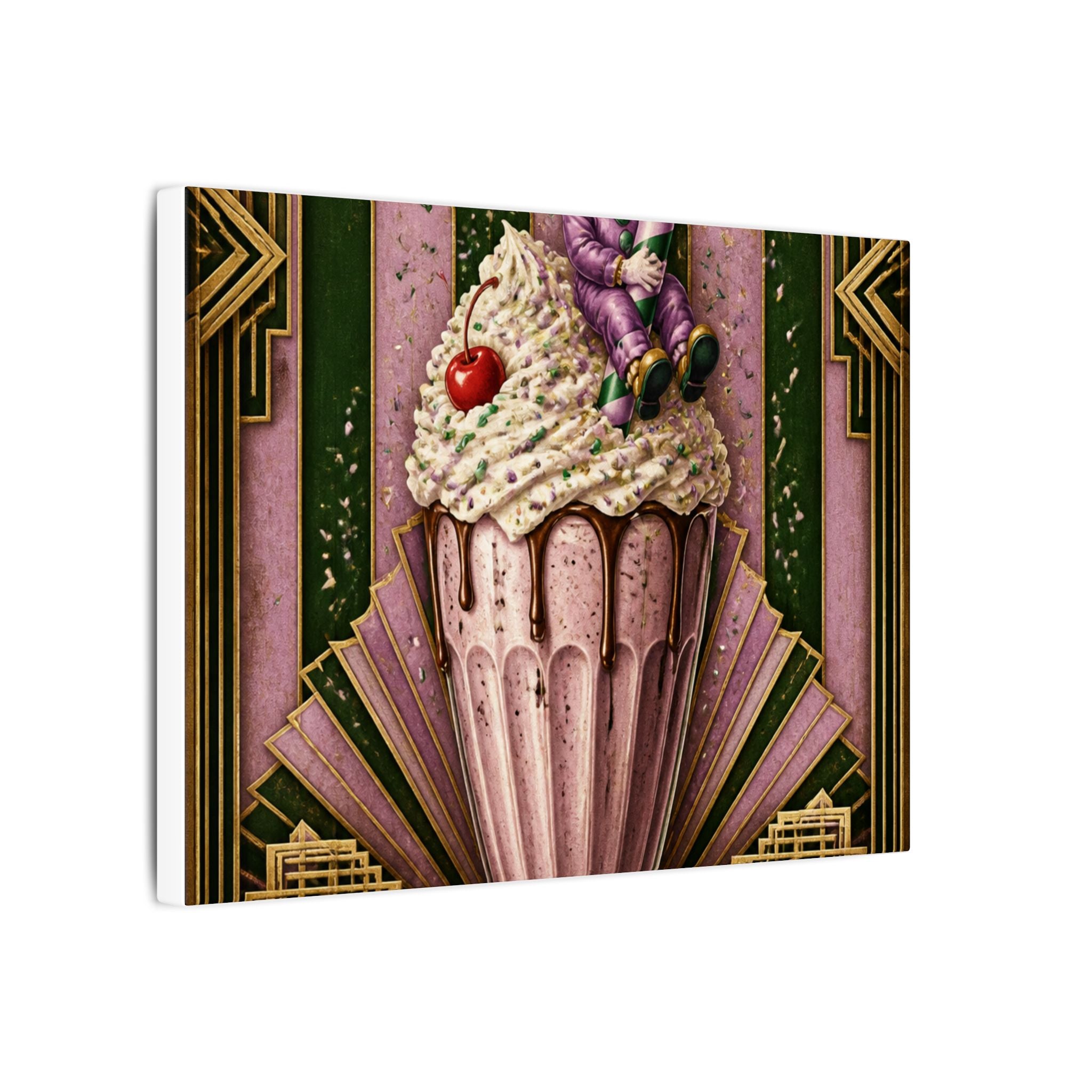 Milkshake Slide Clown Wall Art Canvas 16×20 Art Deco Entryway Decor Maximalist Print