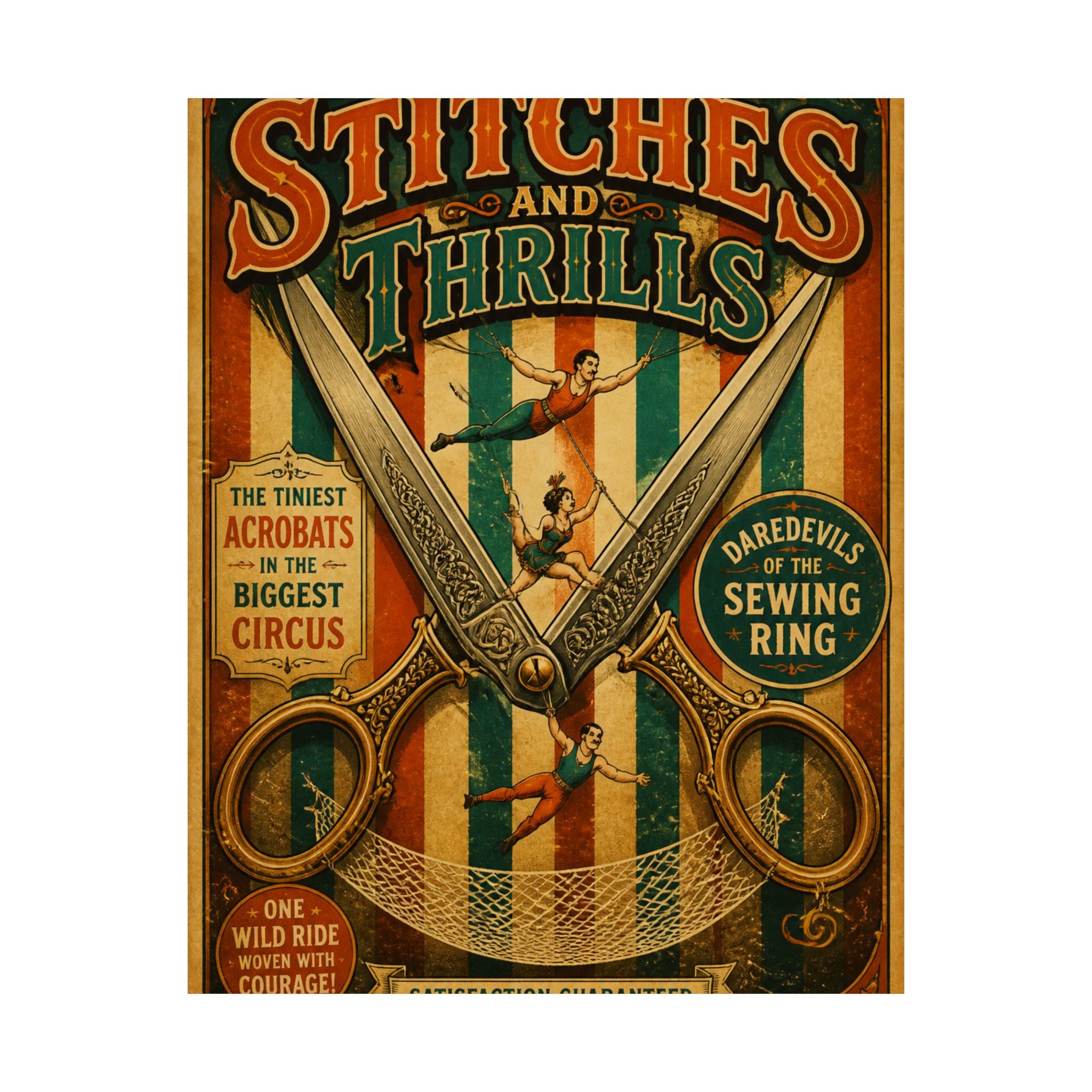 Giant Scissors Trapeze Wall Art Poster 24×36 Vintage Circus Bedroom Decor Maximalist Print
