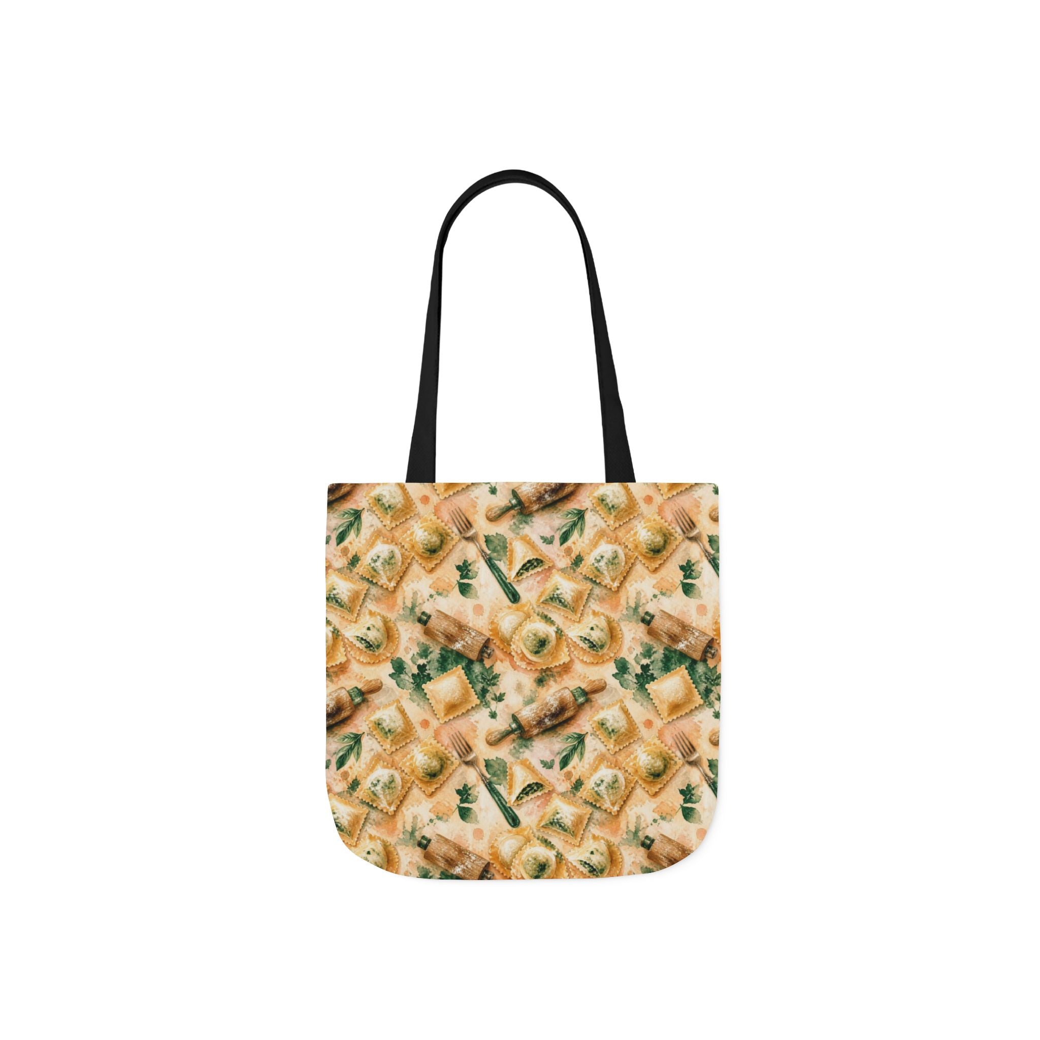 Fresh Ravioli Canvas Tote Bag Mediterranean Kitchen Watercolor Splash Design Italian Cottagecore Gift