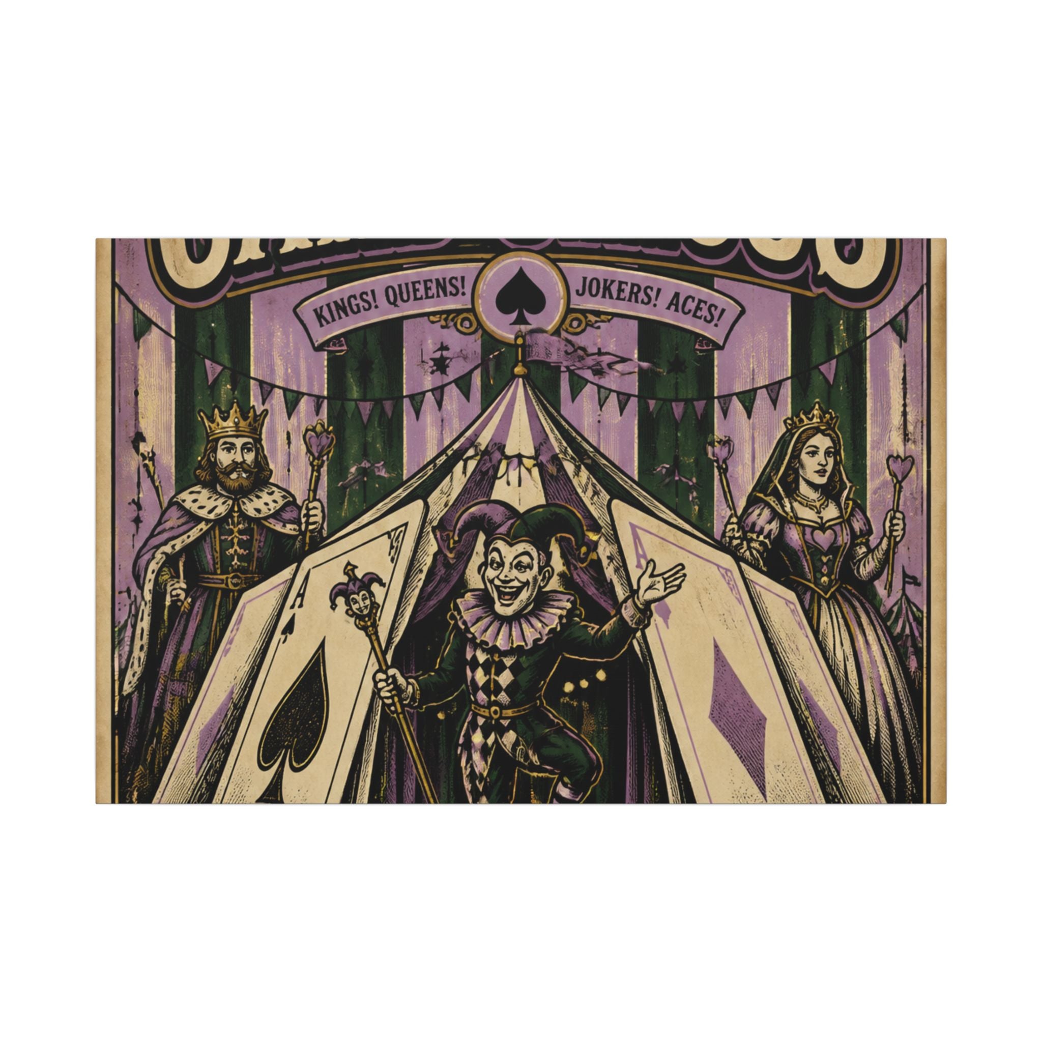 Playing Cards Tent Wall Art Canvas 16×20 Vintage Circus Kitchen Decor Maximalist Print