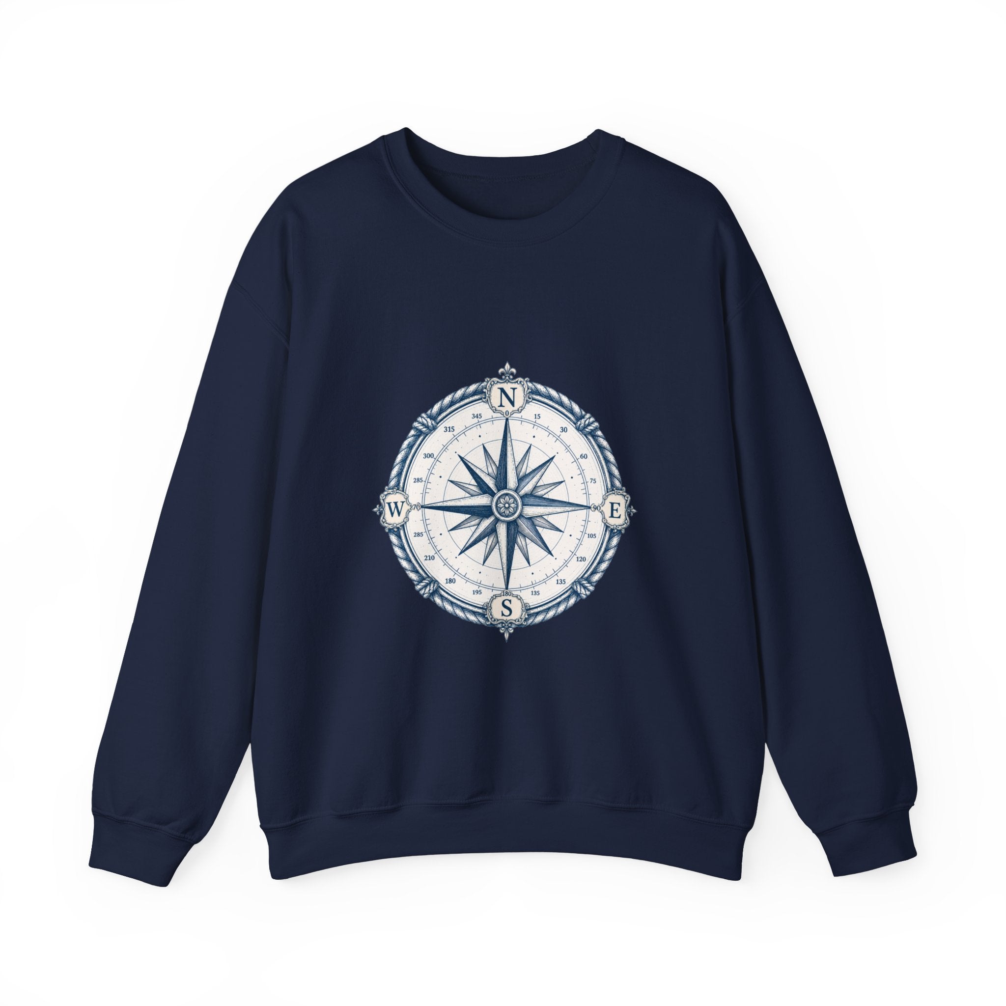 Matching Couple Sweatshirt - Compass North & South Matching Couple Crewneck Sweatshirt Hand-Drawn Art His Hers Best Friend Gift - Design A