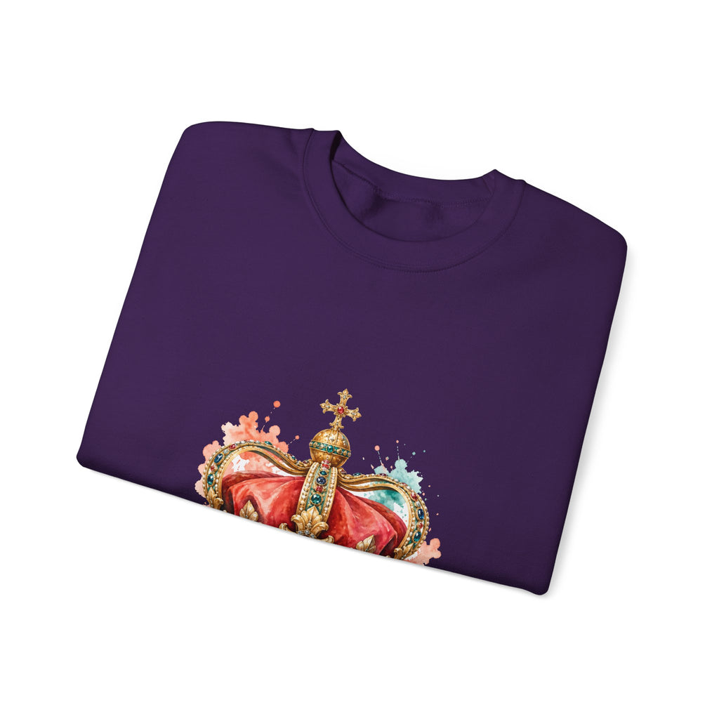 Matching Couple Sweatshirt - Crown & Shield Matching Couple Comfort Colors Crew Watercolor Art His Hers Birthday Gift - Design A