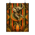Elephant on Ball Wall Art Poster 24×36 Art Deco Bar Area Decor Maximalist Print