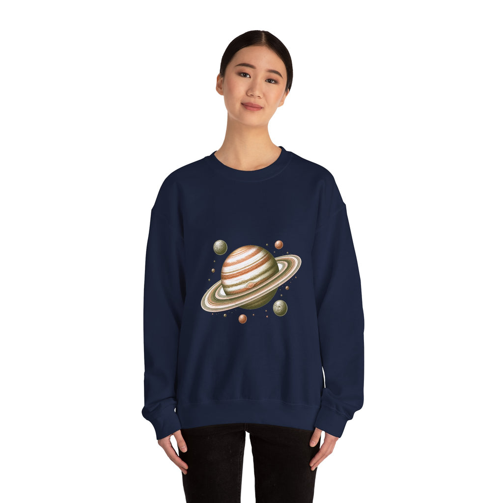 Matching Couple Sweatshirt - Saturn & Jupiter Matching Couple Comfort Colors Crew Hand-Drawn Art His Hers Anniversary Gift - Design A