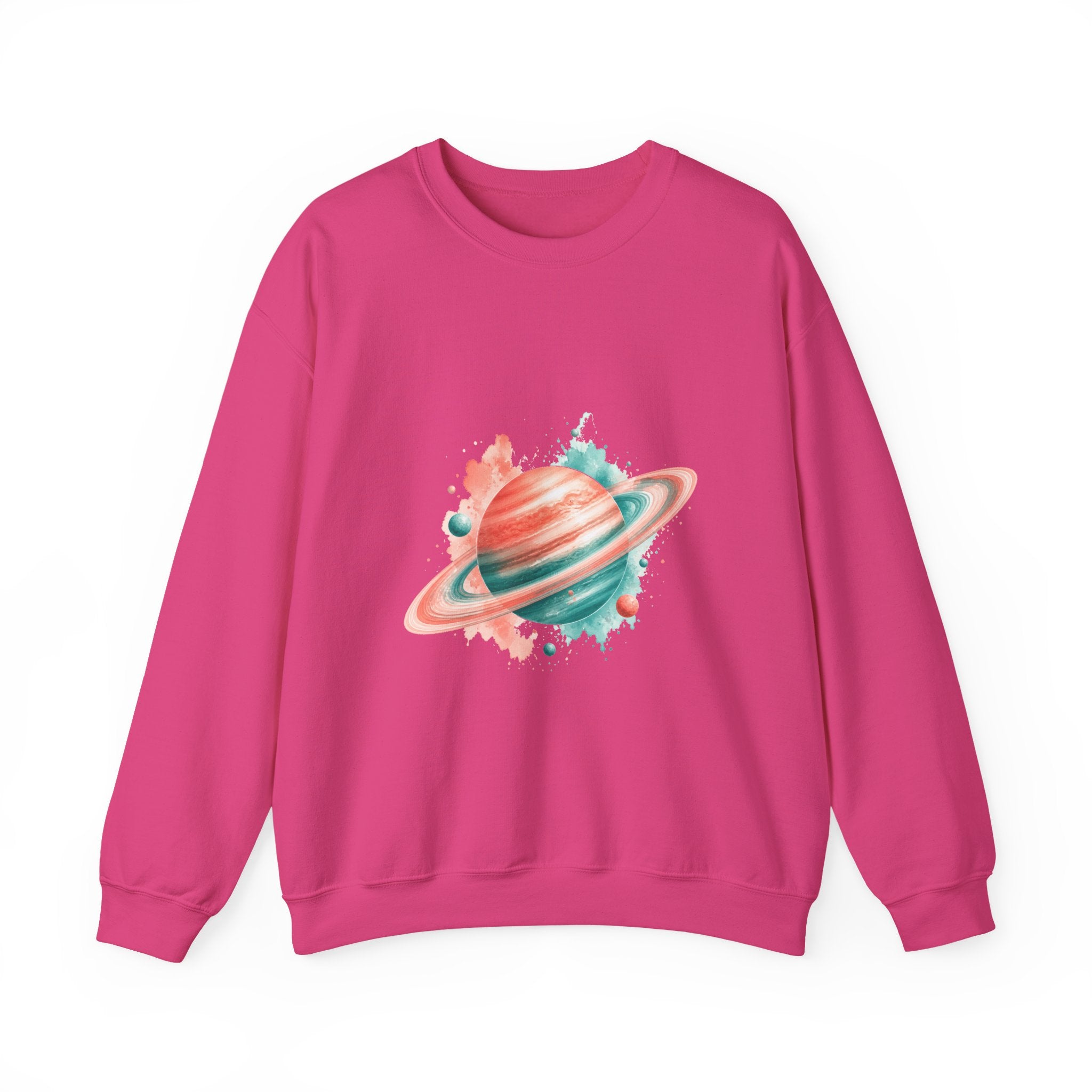 Matching Couple Sweatshirt - Saturn & Jupiter Matching Couple Premium Fleece Sweatshirt Watercolor Art His Hers Birthday Gift - Design A