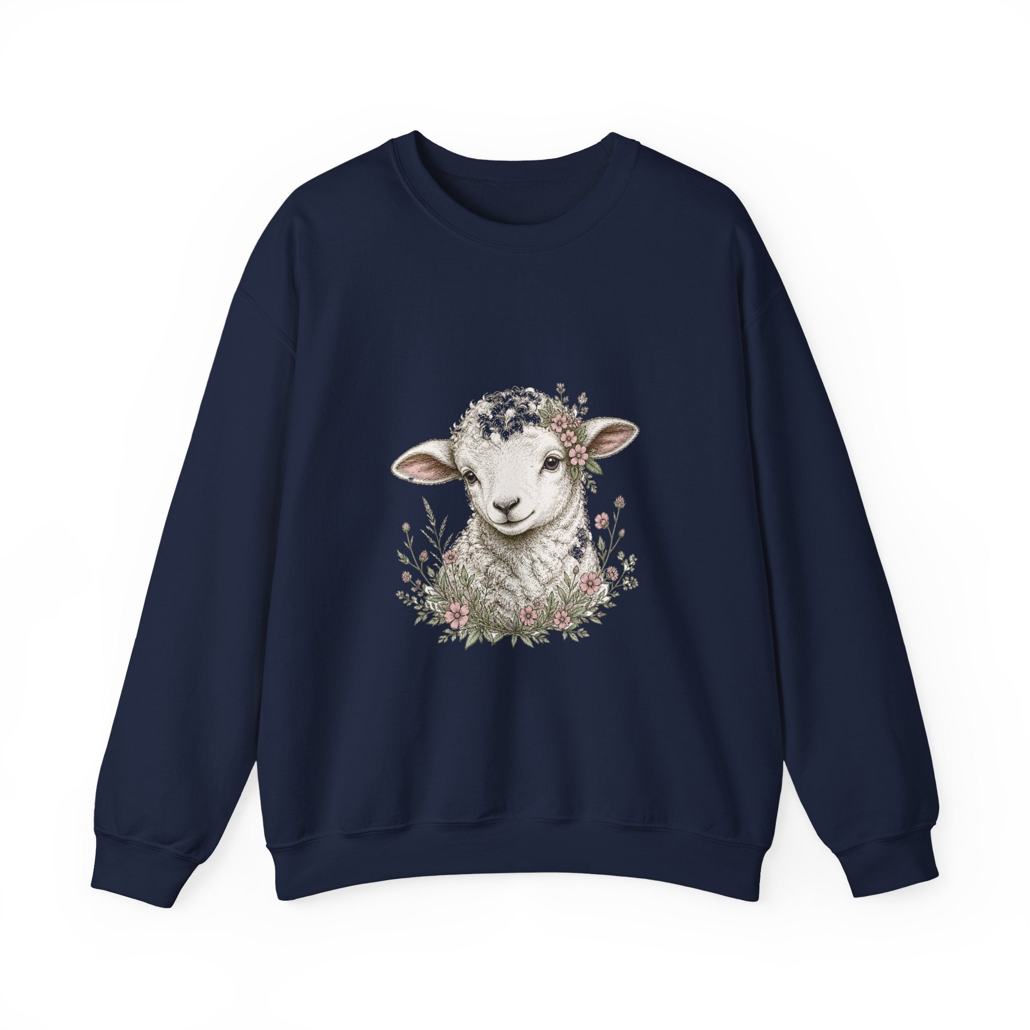 Matching Couple Sweatshirt - Lion & Lamb Matching Couple Premium Fleece Sweatshirt Hand-Drawn Art His Hers Anniversary Gift - Design B