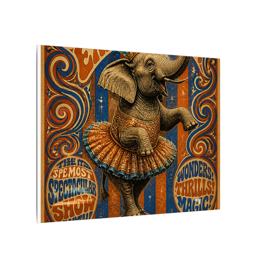 Elephant on Ball Wall Art Canvas 16×20 Psychedelic Cafe Decor Maximalist Print