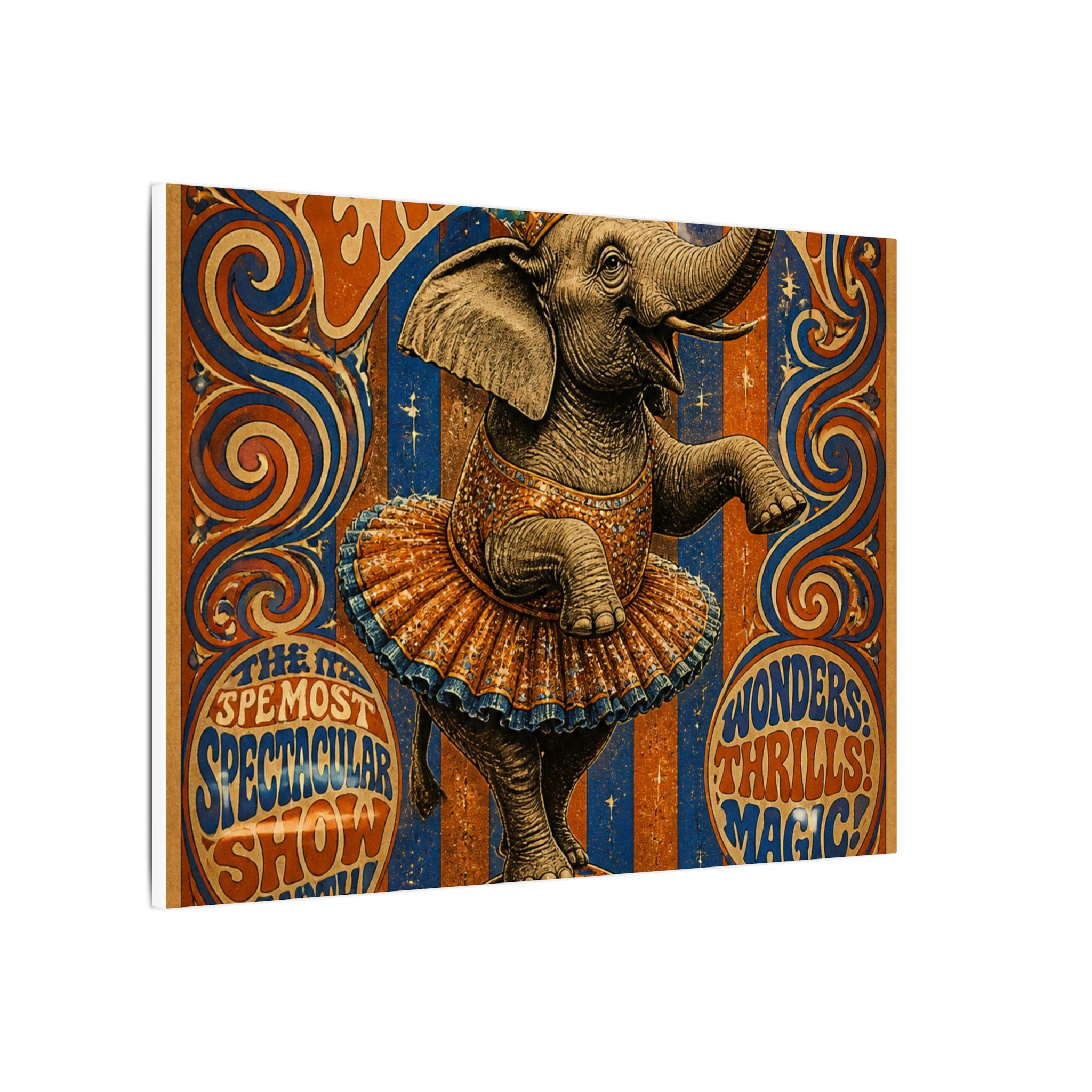 Elephant on Ball Wall Art Canvas 16×20 Psychedelic Cafe Decor Maximalist Print