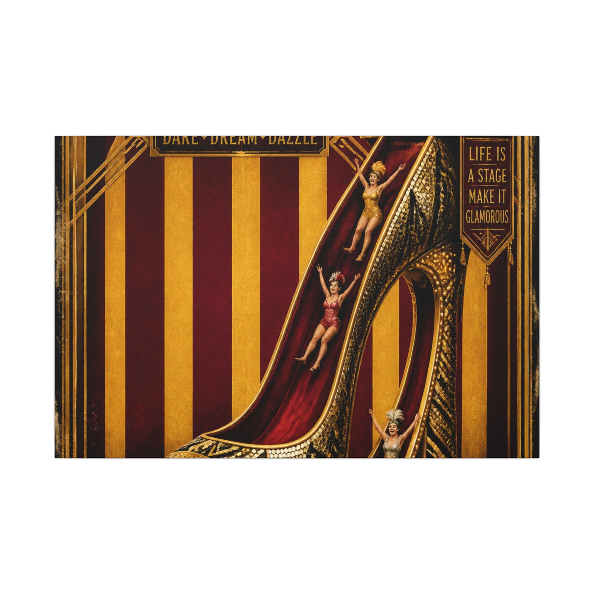 High Heel Slide Wall Art Canvas 16×20 Art Deco Entryway Decor Maximalist Print