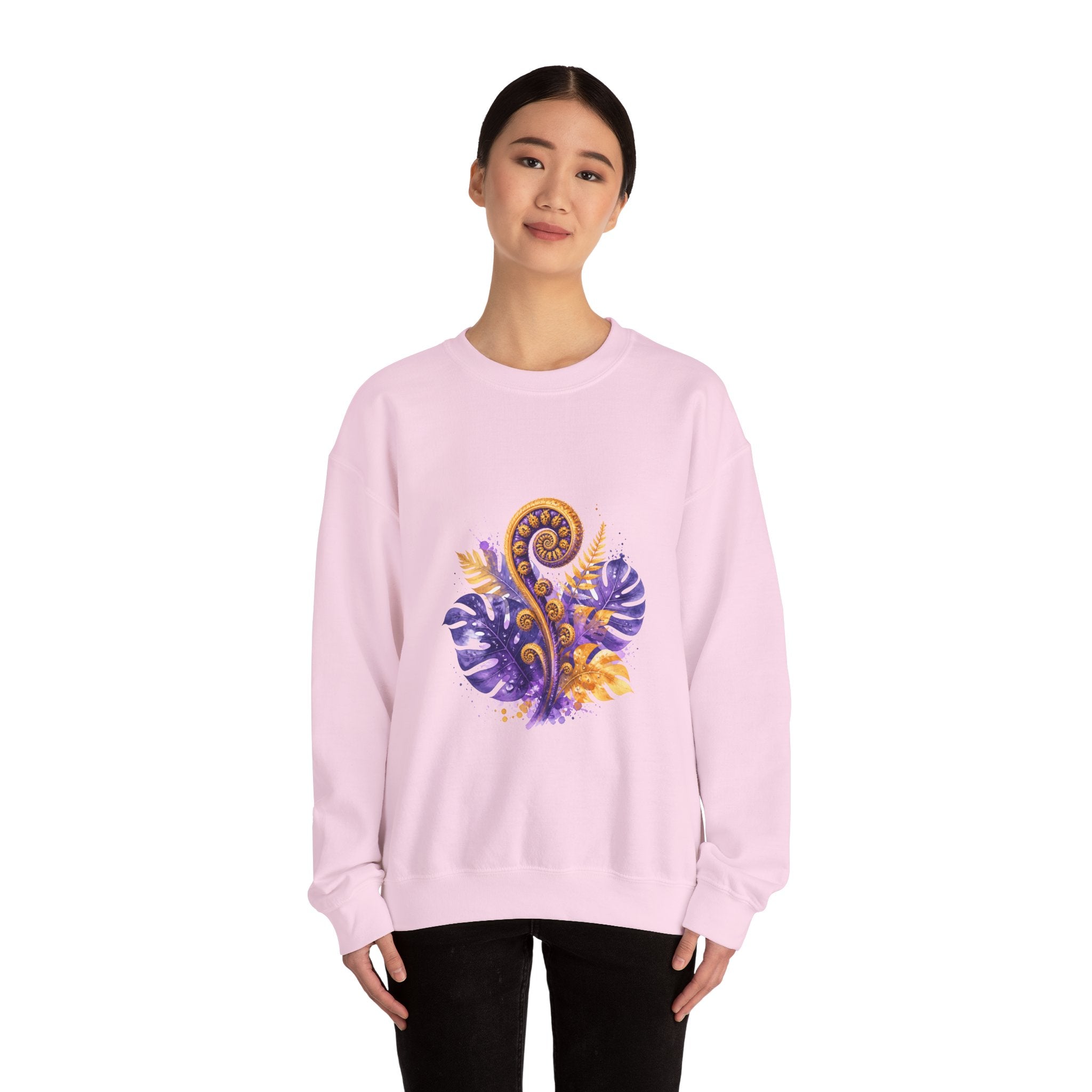 Matching Couple Sweatshirt - Desert & Rainforest Matching Couple Crewneck Sweatshirt Watercolor Art His Hers Engagement Gift - Design B