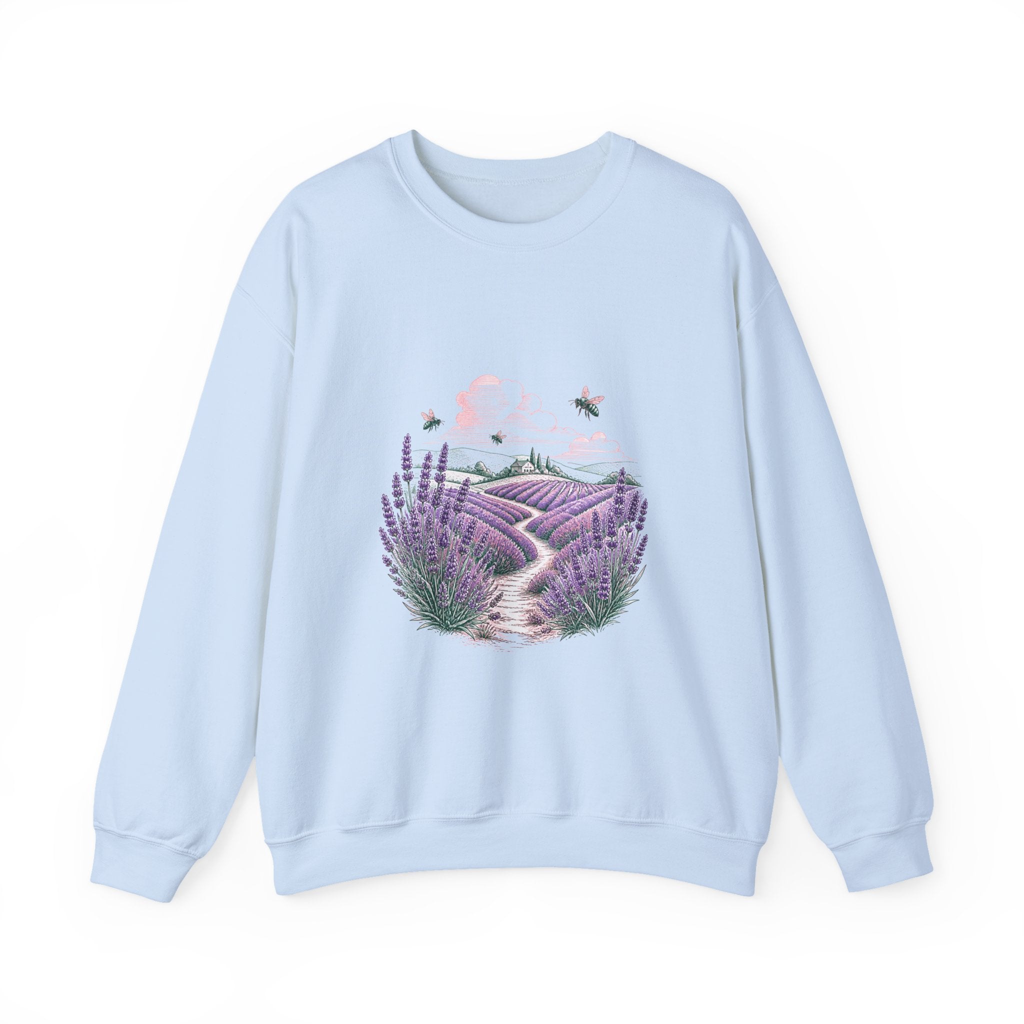 Matching Couple Sweatshirt - Lavender Fields & Canyon Matching Couple Comfort Colors Crew Hand-Drawn Art His Hers Anniversary Gift - Design A