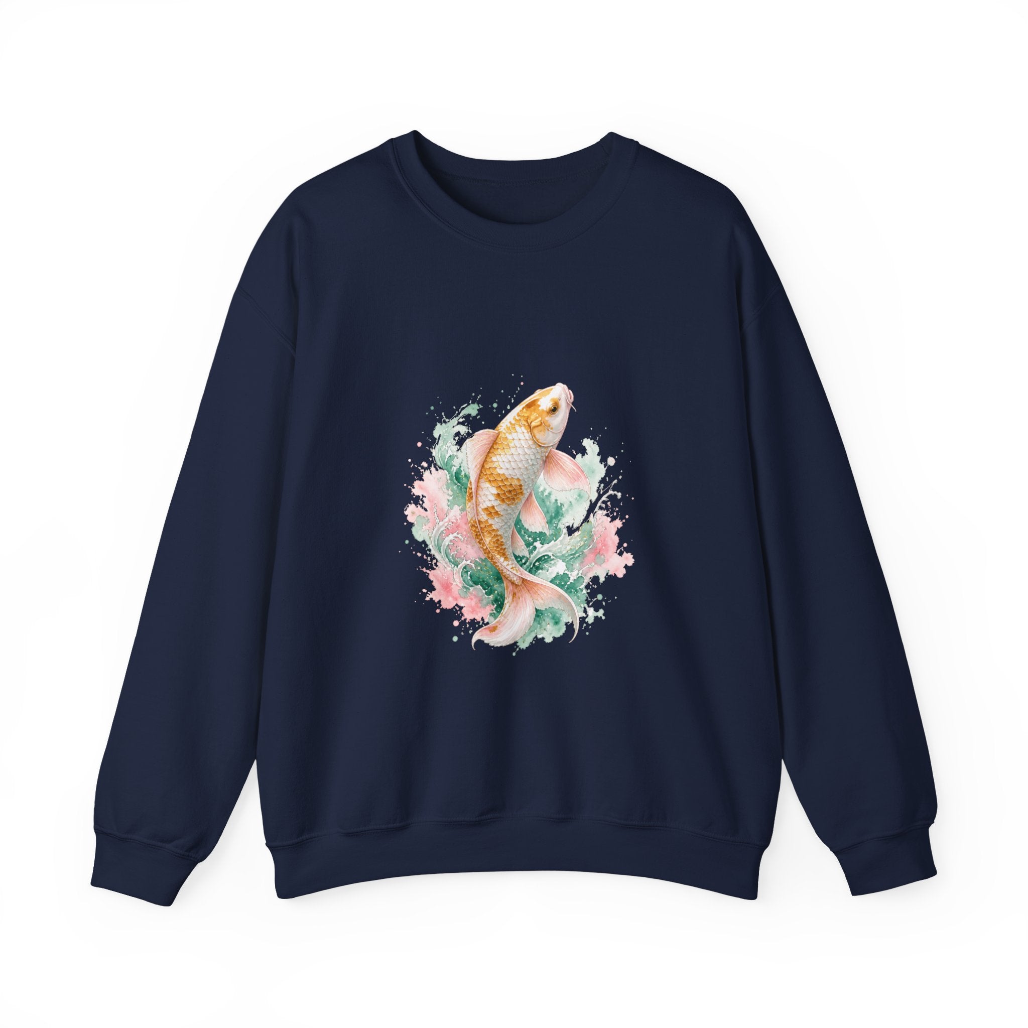 Matching Couple Sweatshirt - Koi Fish Yin Yang Matching Couple Premium Fleece Sweatshirt Watercolor Art His Hers Birthday Gift - Design A