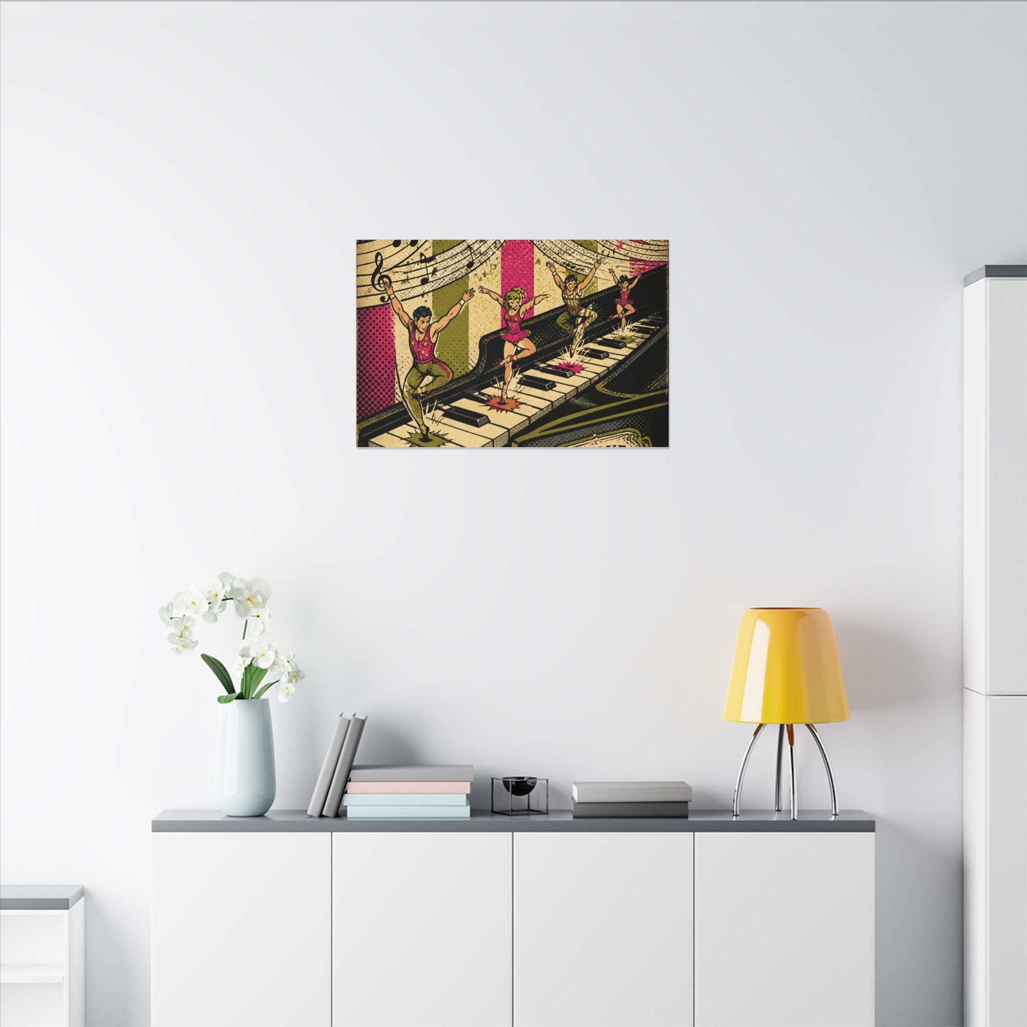 Grand Piano Acrobats Wall Art Canvas 16×20 Pop Art Living Room Decor Maximalist Print