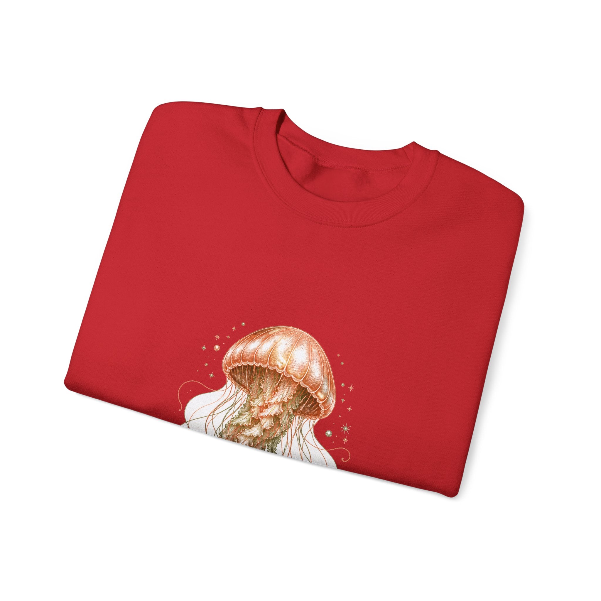 Matching Couple Sweatshirt - Octopus & Jellyfish Matching Couple Comfort Colors Crew Hand-Drawn Art His Hers Anniversary Gift - Design B