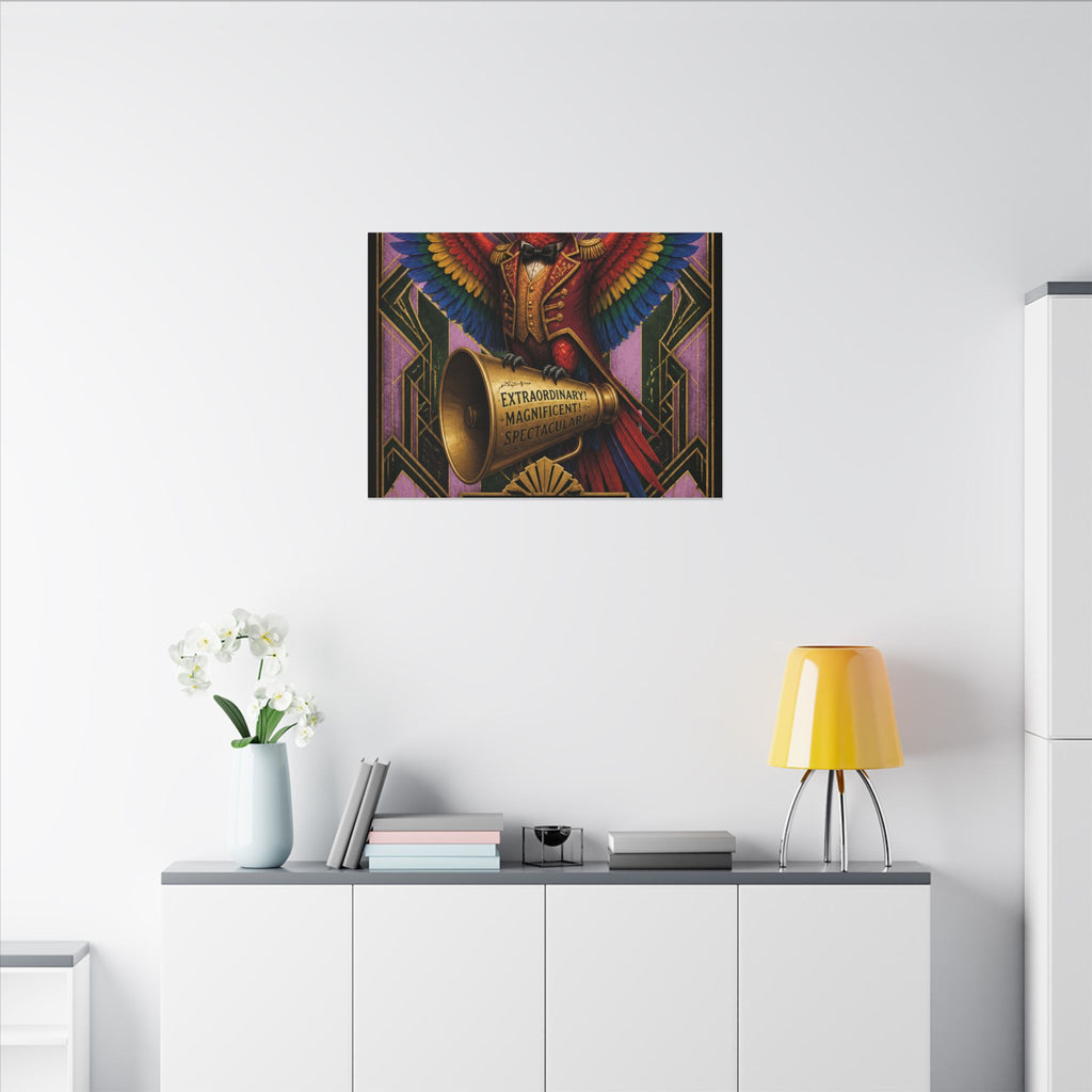 Parrot Ringmaster Wall Art Canvas 16×20 Art Deco Entryway Decor Maximalist Print