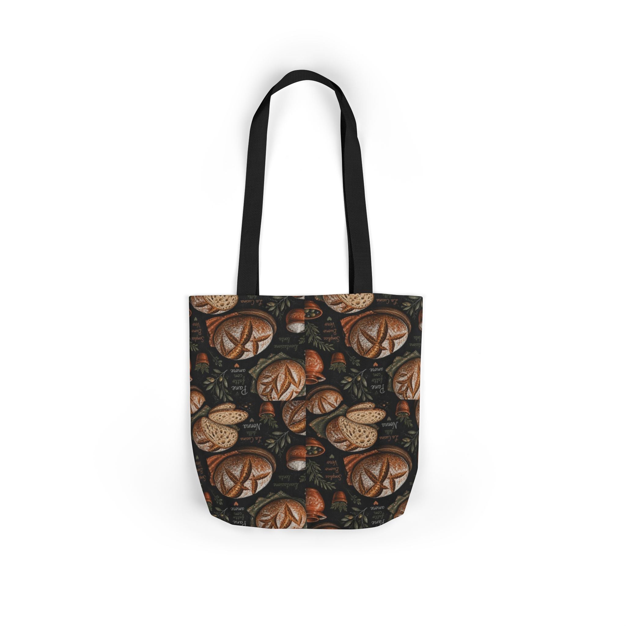 Rustic Sourdough Bread Canvas Tote Bag Mediterranean Kitchen Chalk Art Design Italian Cottagecore Gift