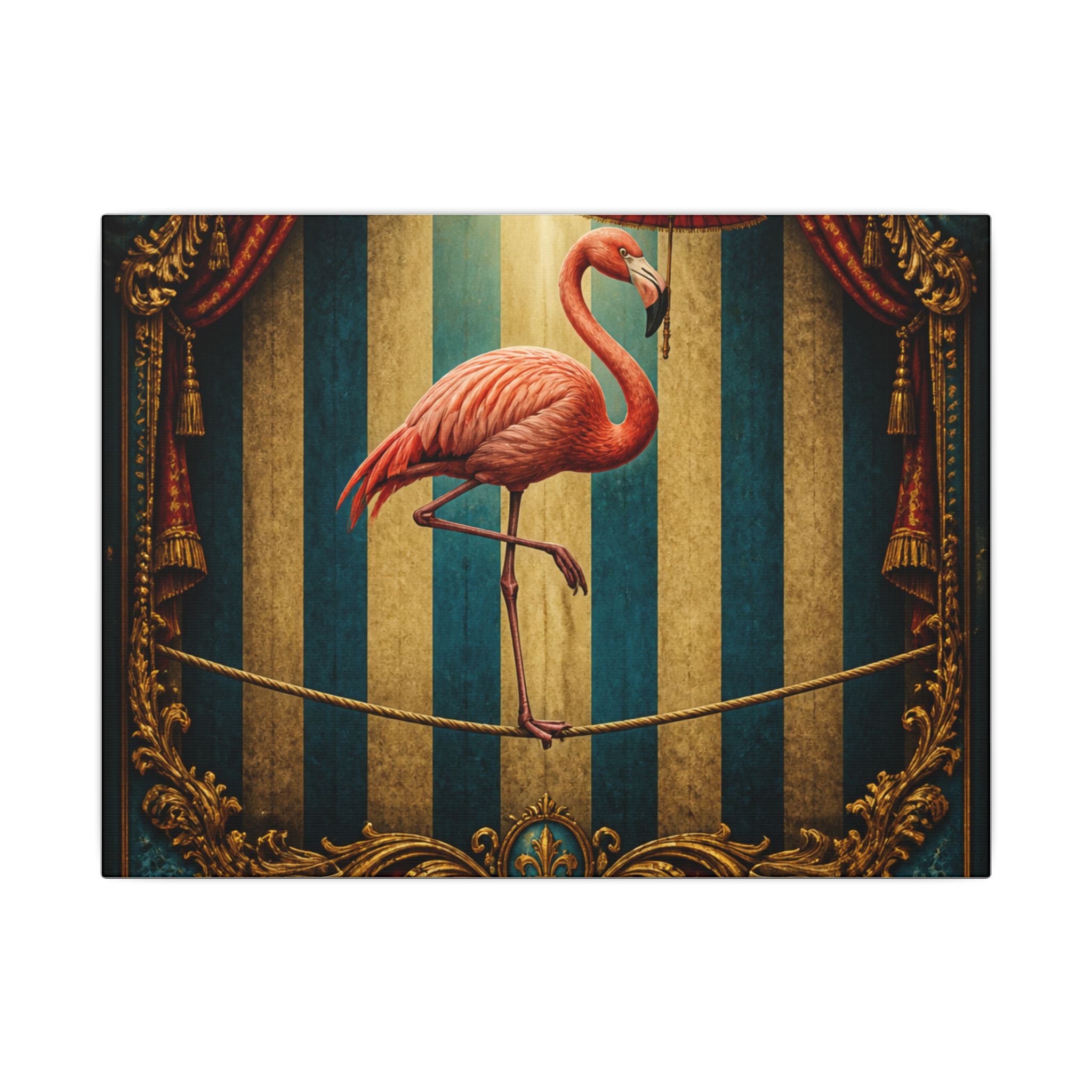 Flamingo Tightrope Wall Art Canvas 24×36 Baroque Studio Decor Maximalist Print