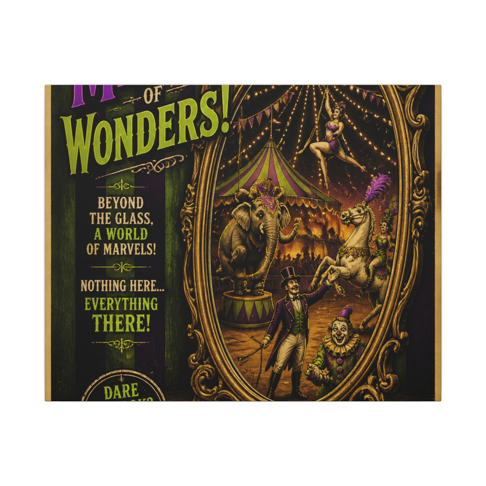 Vintage Mirror Circus Wall Art Canvas 24×36 Vintage Circus Bedroom Decor Maximalist Print