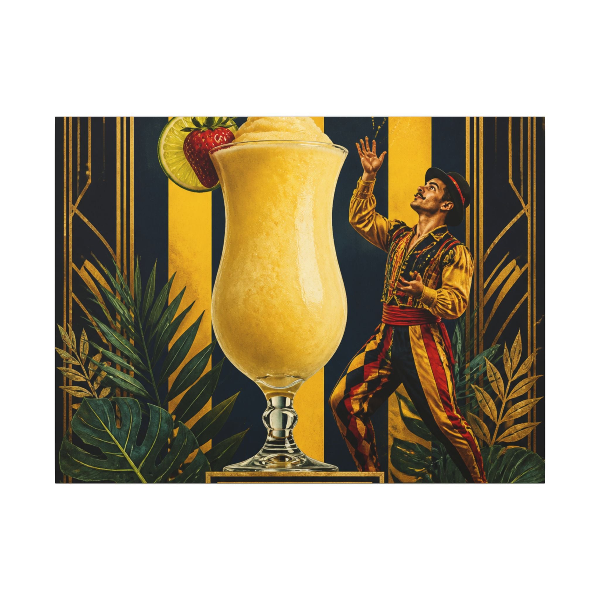 Daiquiri Fruit Juggler Wall Art Canvas 24×36 Art Deco Bar Area Decor Maximalist Print