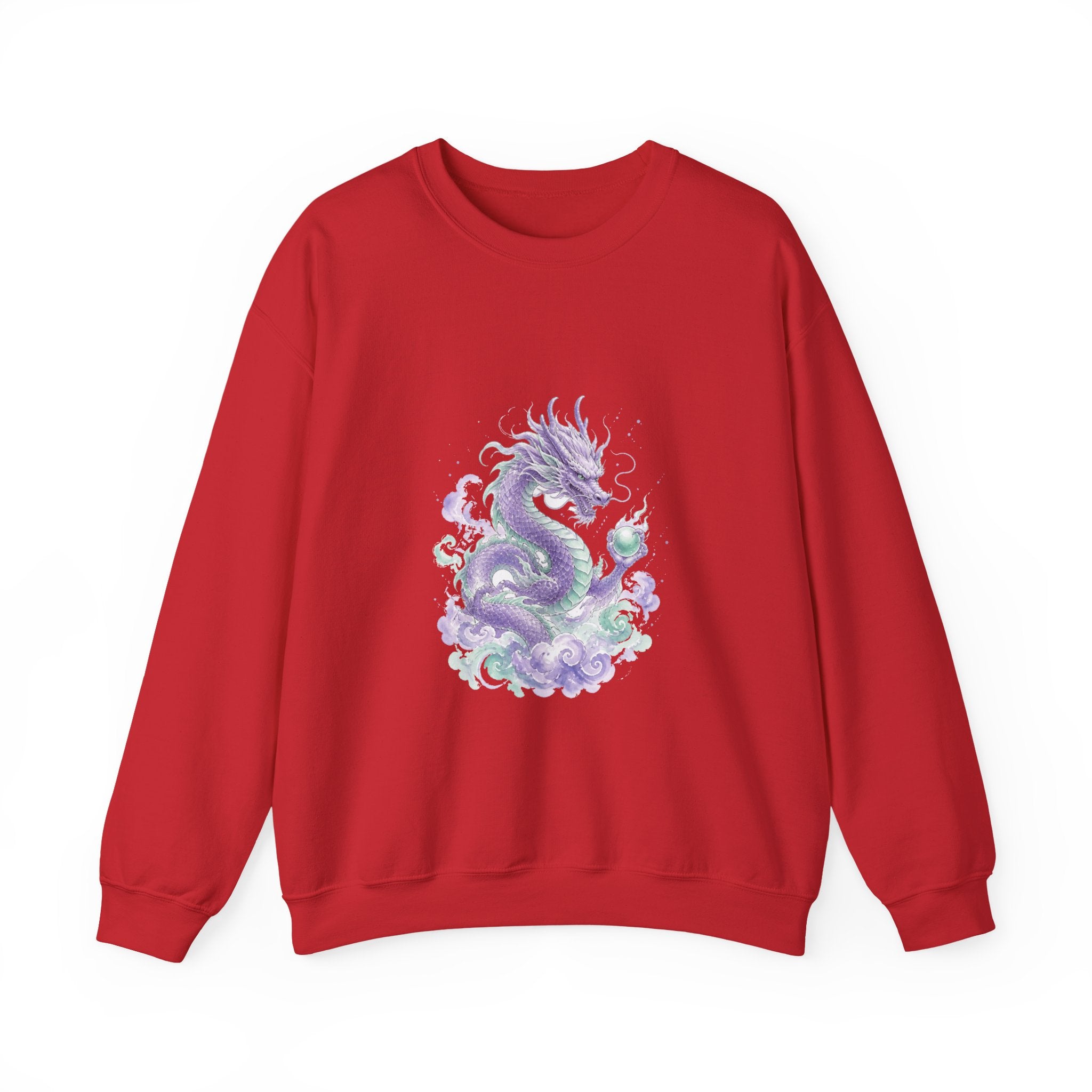 Matching Couple Sweatshirt - Dragon & Phoenix Matching Couple Crewneck Sweatshirt Watercolor Art His Hers Engagement Gift - Design A