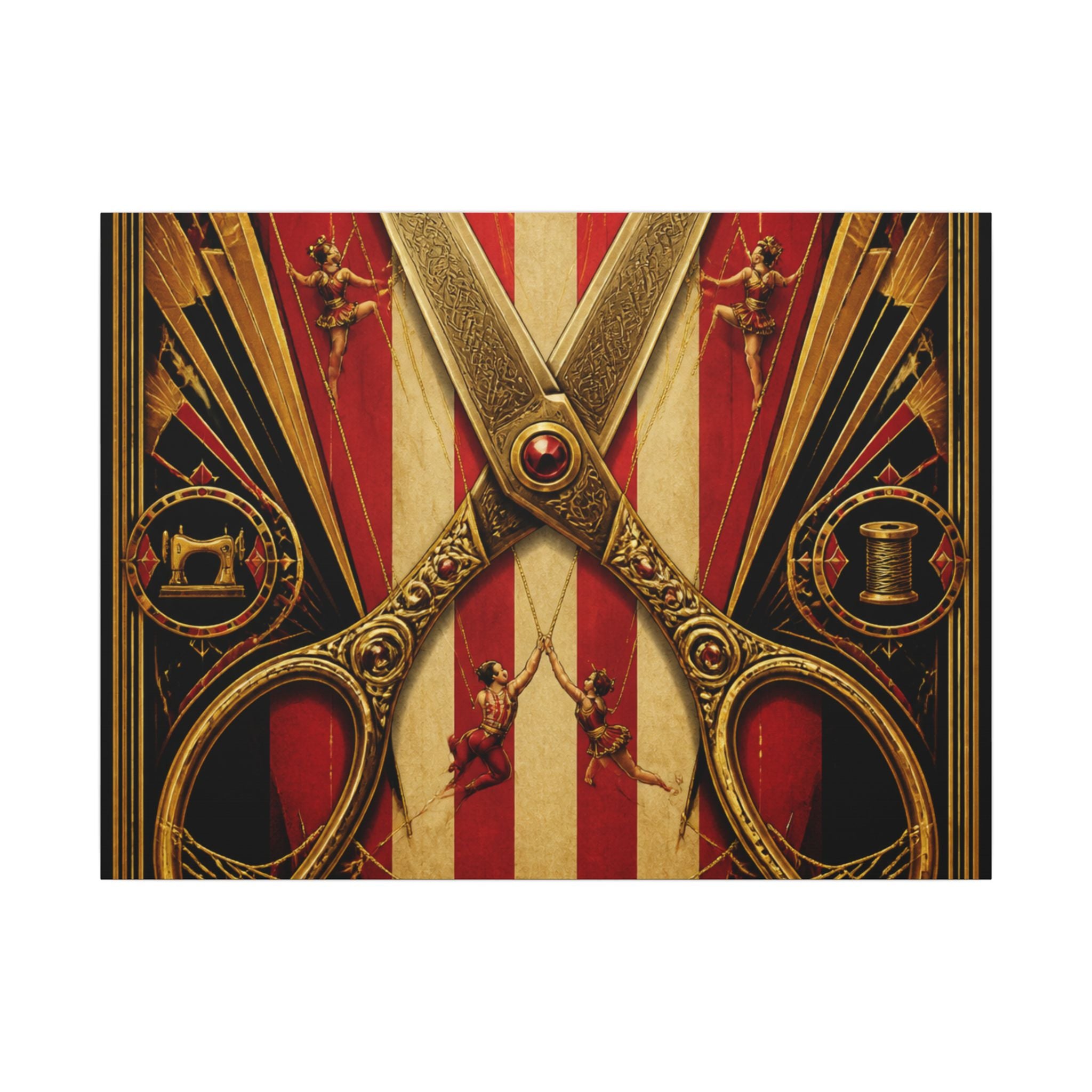 Giant Scissors Trapeze Wall Art Canvas 16×20 Art Deco Entryway Decor Maximalist Print